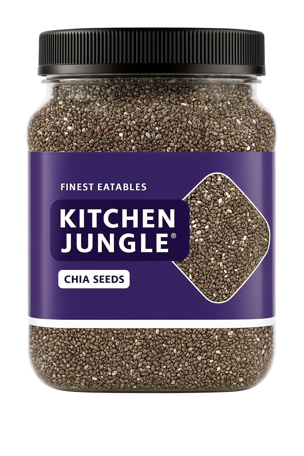 Kitchen Jungle Raw Chia Seeds 1 kg Jar Pack | Seeds For Eating | Diet Snacks | chia seeds for weight loss | Omega-3 | Non-GMO and Fibre Rich