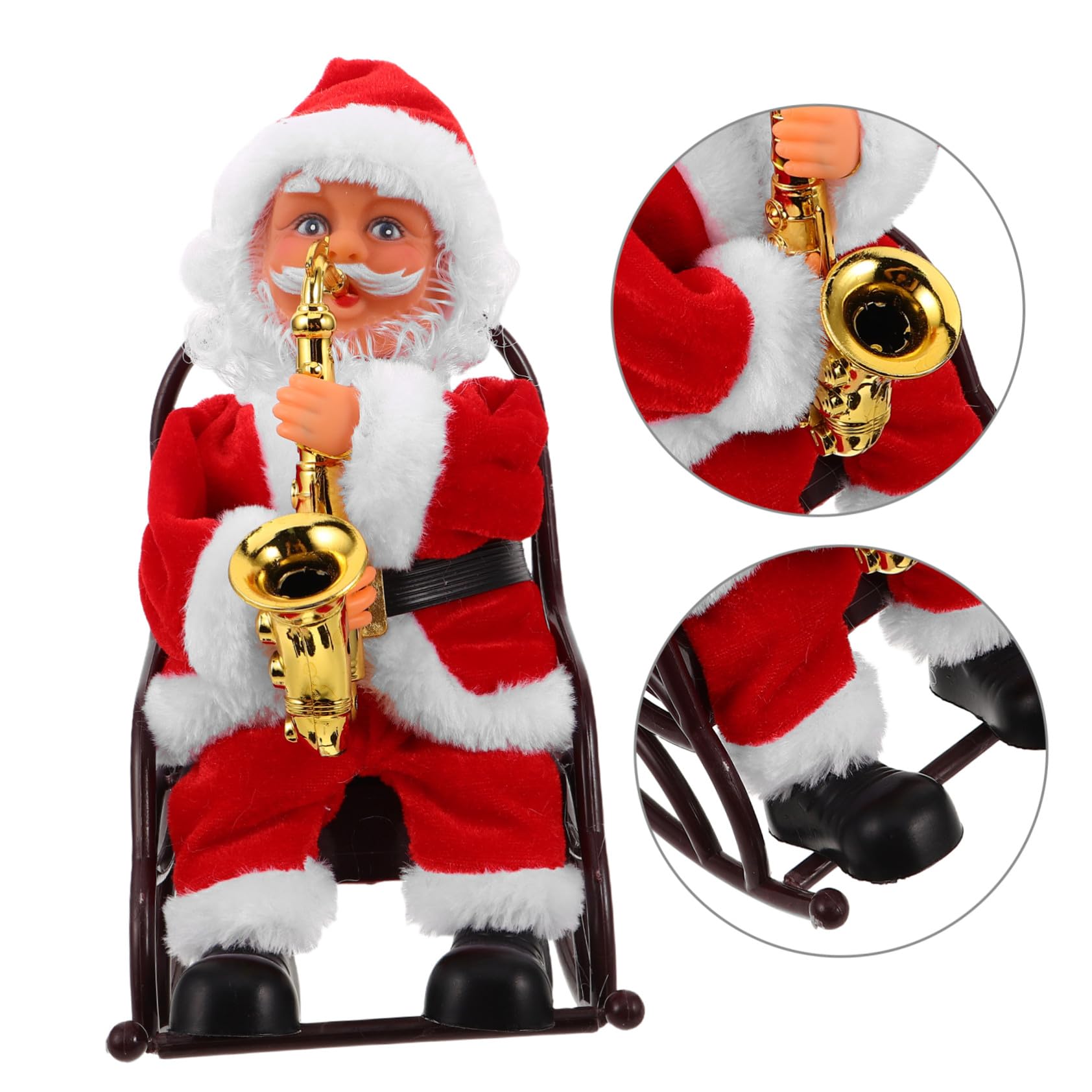 Mipcase Figura de Papá Noel Eléctrico con Música Silla de Ruedas Juguete Navideño Decorativo para Mesa Regalo Original para Fiestas y Decoración Festiva