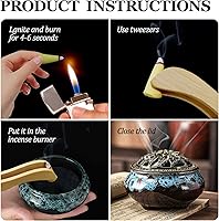 Vista 6 de Conos de incienso, 8 aromas de incienso mixtos (320 conos en total) y un quemador de incienso de cerámica. Cono de aroma natural, para meditación