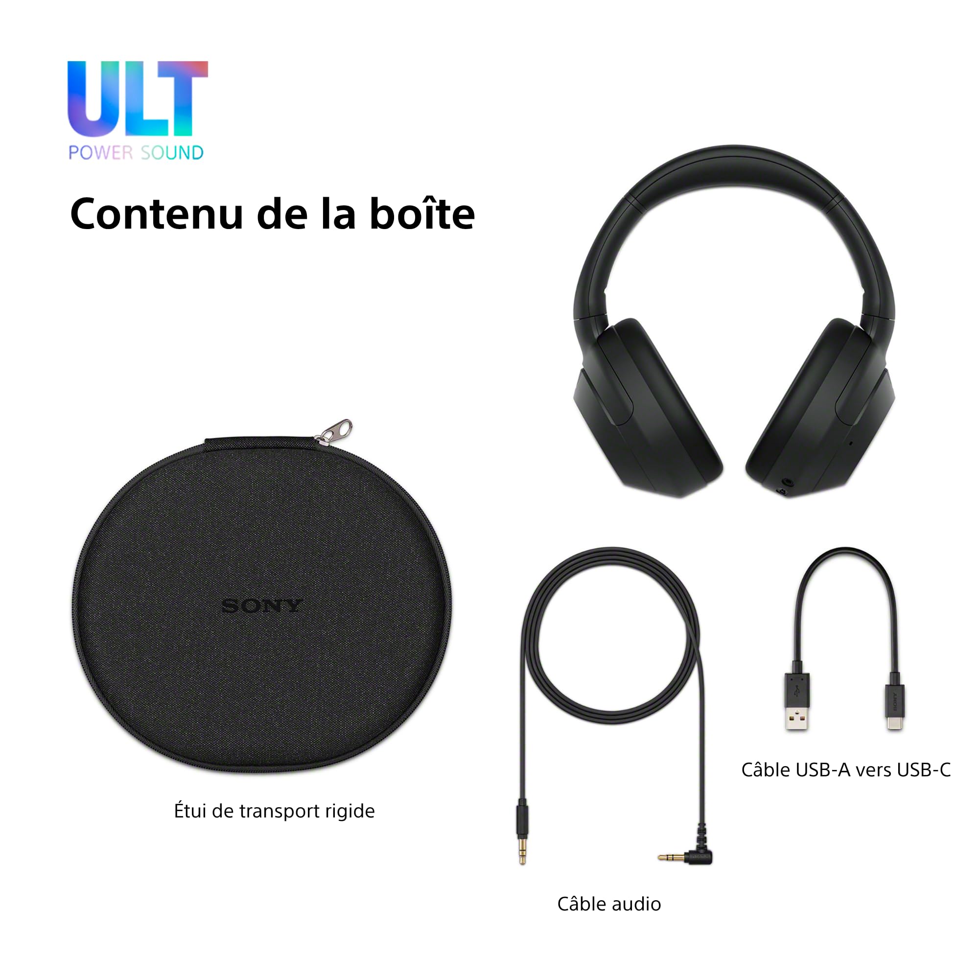 Sony ULT Wear Casque sans Fil Bluetooth ULT Power Sound Basses Profondes Réduction de Bruit Autonomie 30 Heures Noir