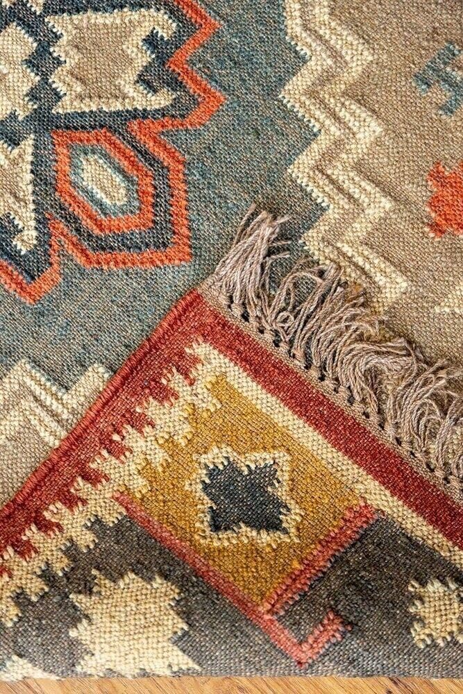 Tapis en laine naturelle et jute - Tapis tissé à la main, respectueux de l'environnement et résistant pour salon, chambre à coucher ou couloir, 90 x 210 cm