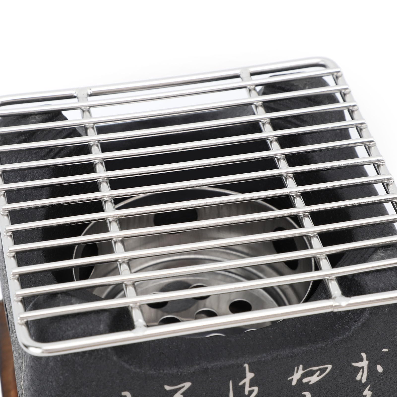 Mini Parrilla Japonesa de Mesa para Barbacoa, Parrilla Portátil de Carbón con Bandeja para Hornear y Base de Madera, Ideal para Interiores y Exteriores