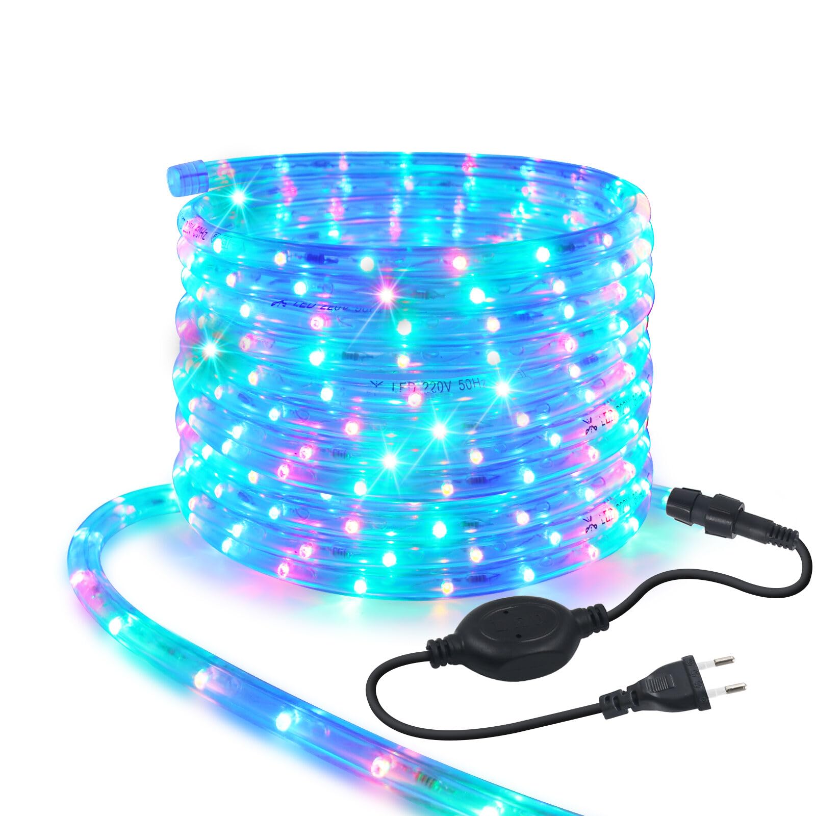KISUFU 10 m LED Strip Rope Lights,220V LED Lichtschlauch Außen,240 LEDs/m Indoor Warmweiß LED Fairy Lights for Garden Decoration,Outdoor LED Lichter Wasserdicht LED Tube