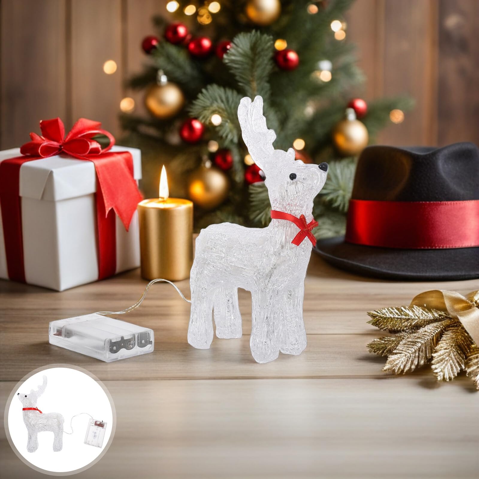 TOYANDONA Leuchtendes Rentier für Fensterdeko Weihnachten Kleine Rentierfigur Led-Beleuchtung als Weihnachtsschmuck für Innen und Außenbereich