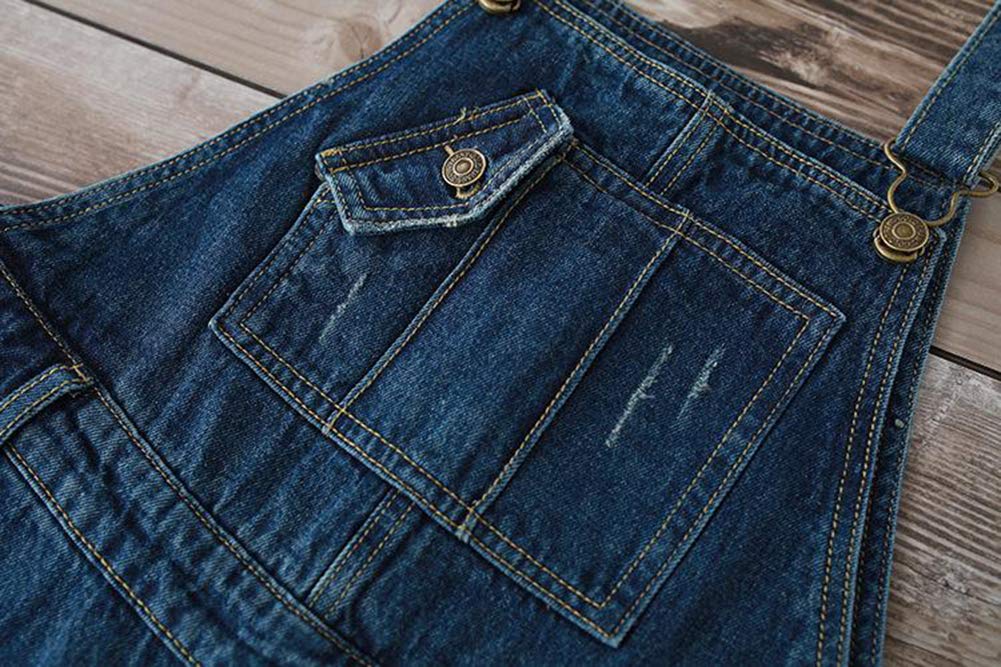 DAIHAN Donna Salopette in Jeans Tuta Jumpsuit Pantaloni Harem Dungarees Gambe Grandi Baggy Eleganti Sciolto