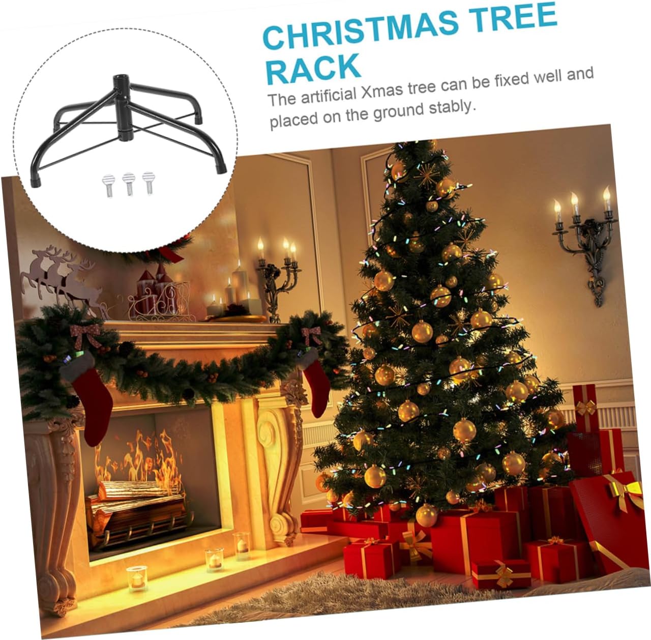 2pcs Iron Artificial Xmas Tree Stand Holder for Stable Placement