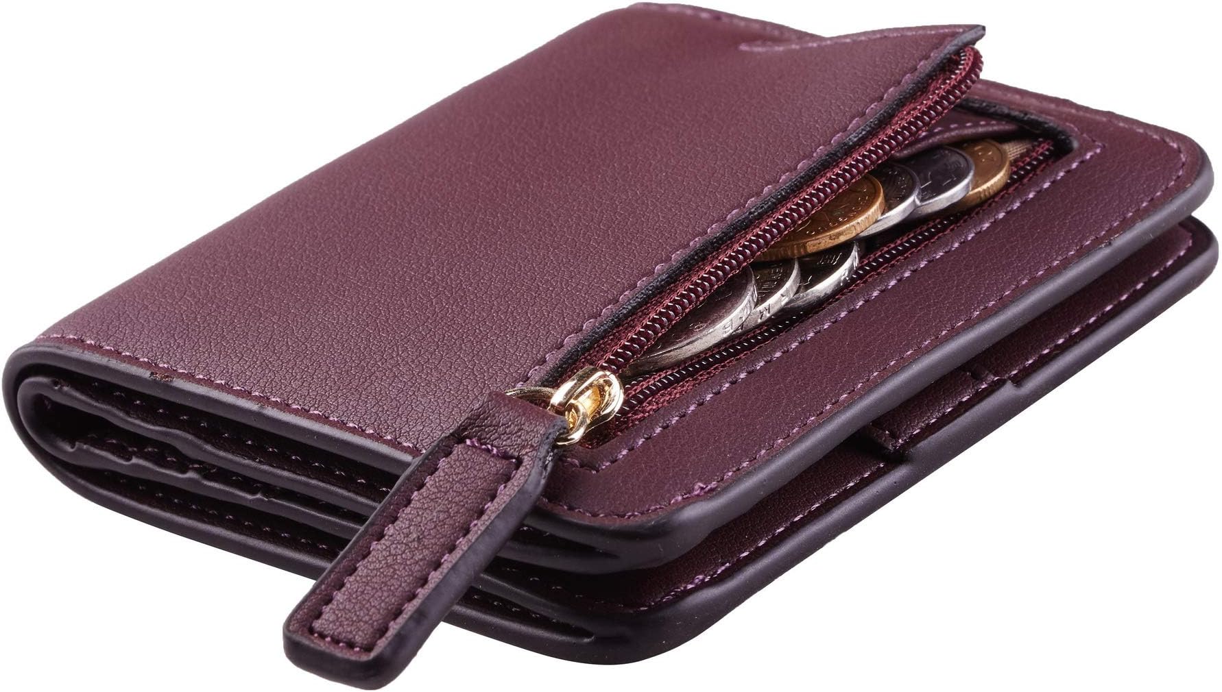NapaWalli Womens RFID Blocking Small Compact Bifold Luxury Genuine Leather Pocket Wallet Ladies Mini Purse with ID Window