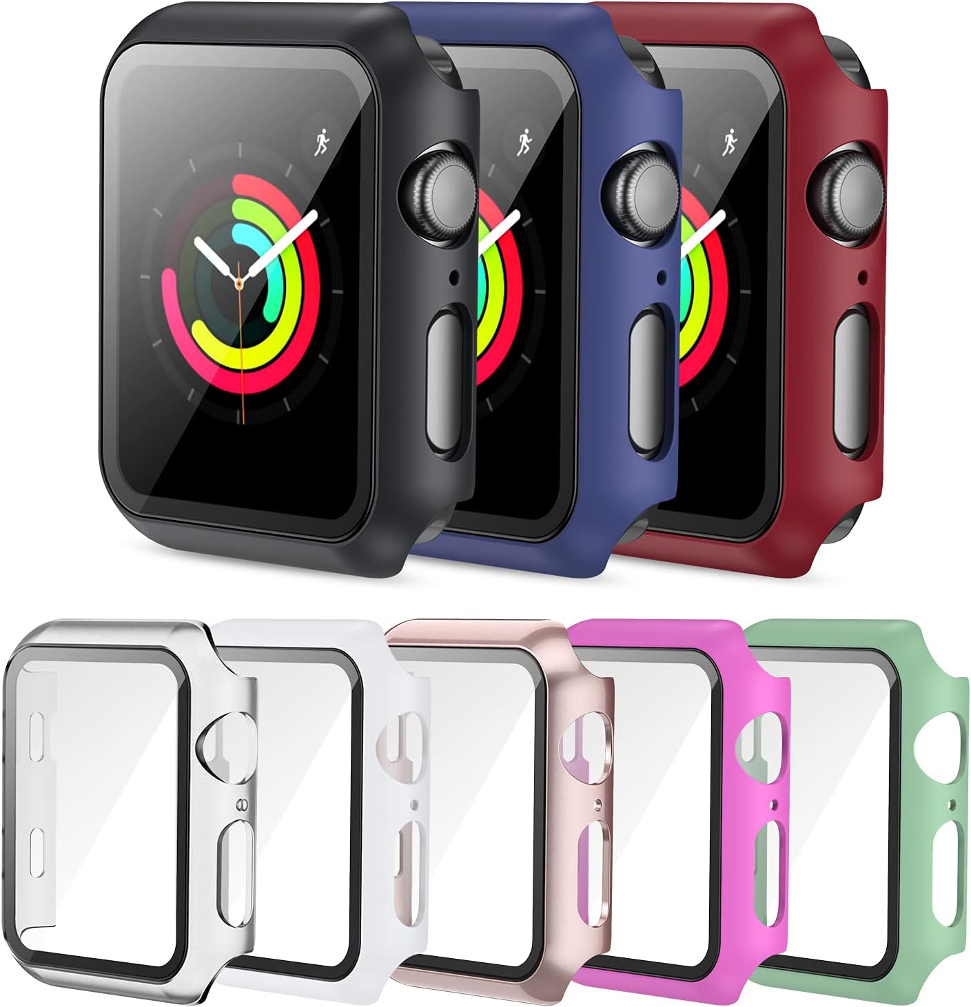 8 Pack Screen Protector Case Compatible with Apple Watch 44mm Series 6/5/4/SE, Full Hard PC Ultra-Thin Scratch Resistant Bumper HD Protective Watch Cover for Women Men iWatch Accessories