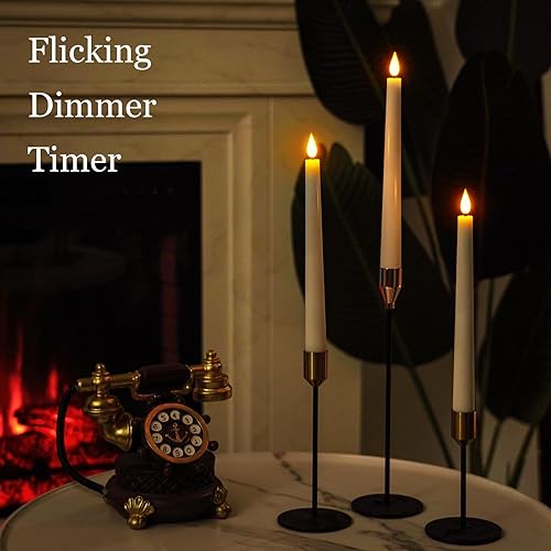 Miniatura 3 de Homemory 6 velas cónicas cerosas sin llama con control remoto, velas LED sin llama, velas cónicas altas clásicas, velas cónicas parpadeantes que