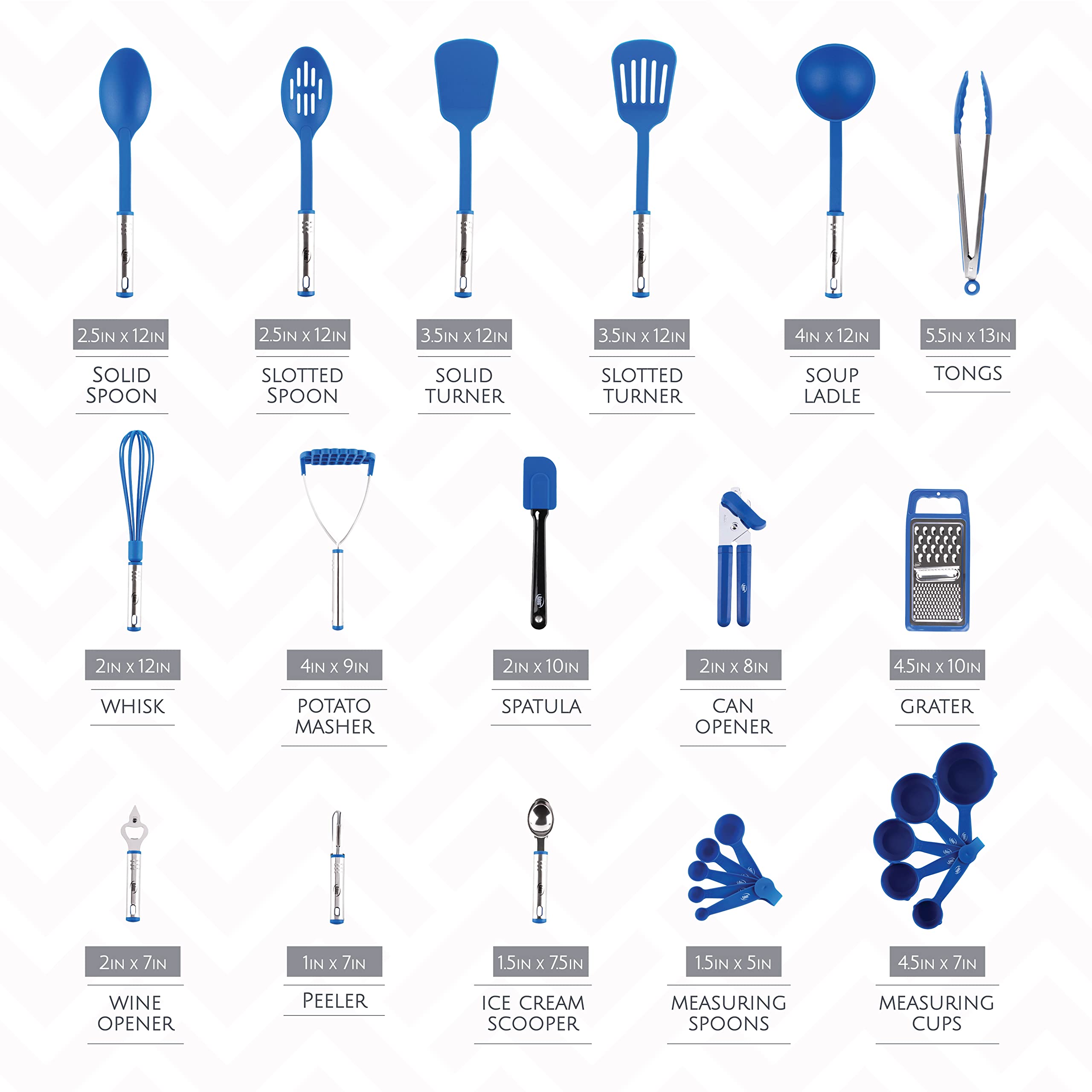 Küchenutensilien-Set, Kochutensilien-Set, Küchenhelfer, Töpfe und Pfannen, antihaftbeschichtet und hitzebeständig, 24-teilig, Nylon und Edelstahl, Spatel-Set, Apartment Essentials