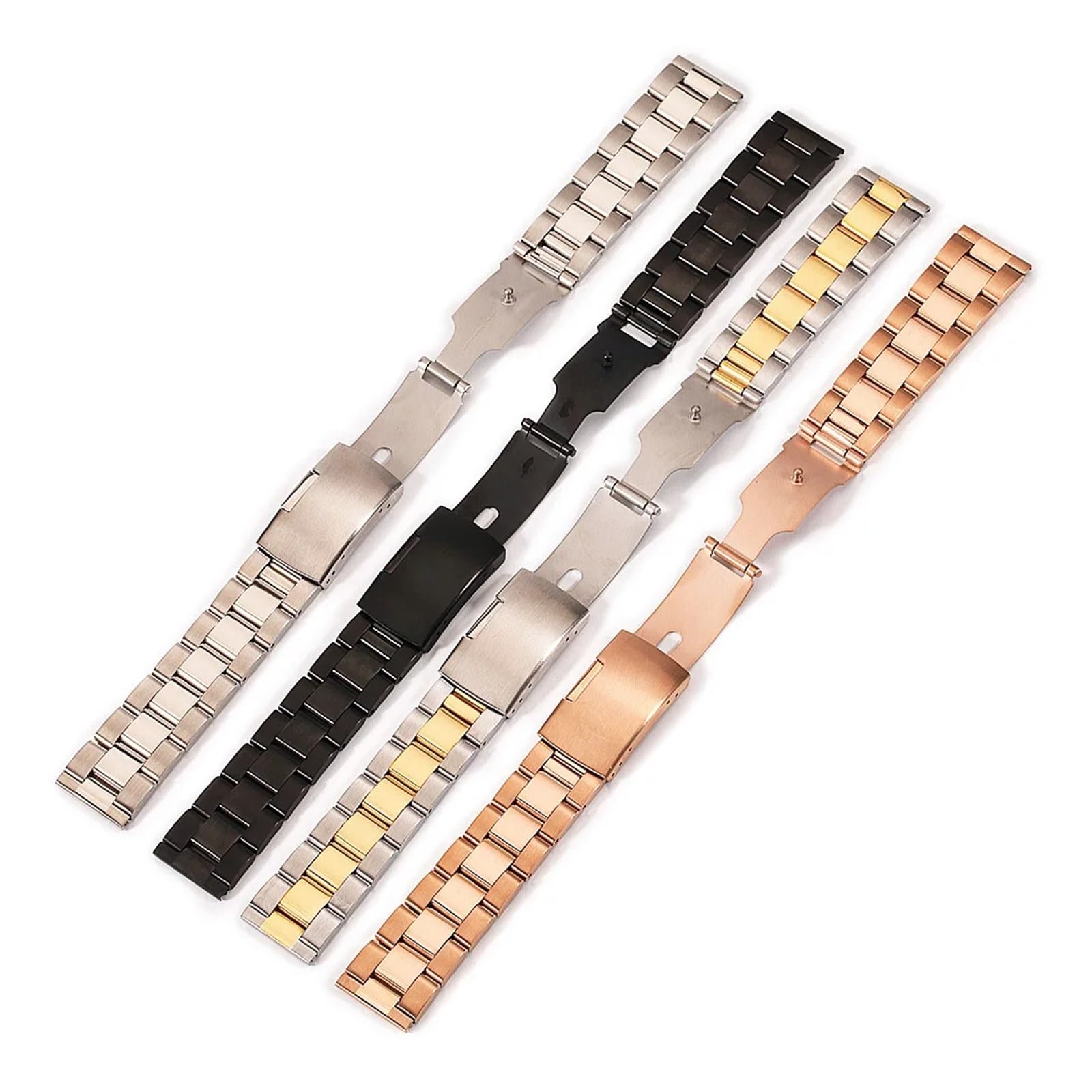 HMFANG Bracelet De Montre En Acier Inoxydable 18 Mm, 20 Mm, 22 Mm, 24 Mm, 26 Mm, 28 Mm, 30 Mm, Boucle Déployante, Bracelet De Rechange For Montre-bracelet For Hommes, Accessoires