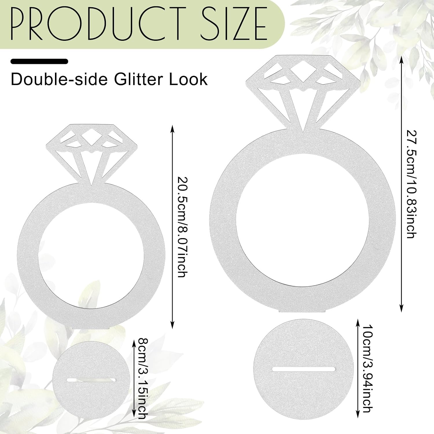 AceOrbit 2 Pcs Diamond Ring Centerpieces Engagement Wedding and Bachelorette Party Decorations Glitter Diamond Rings for Bridal Shower Centerpieces Table Decor Wedding Party Anniversary Supplies