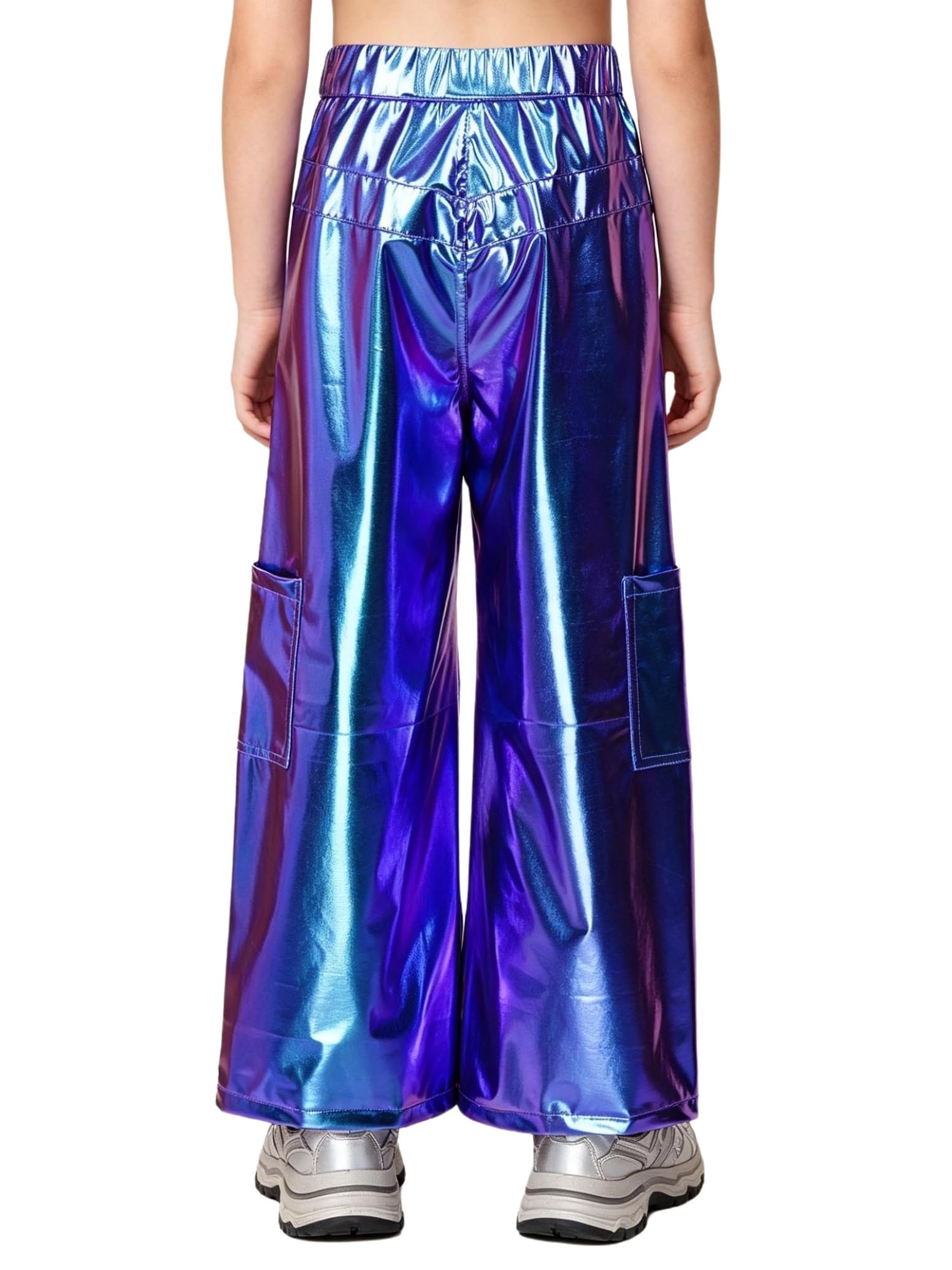 inlzdz Bambini Pantaloni Ballo Jazz Hip Hop Cargo Metallizzati Bambine Ampi