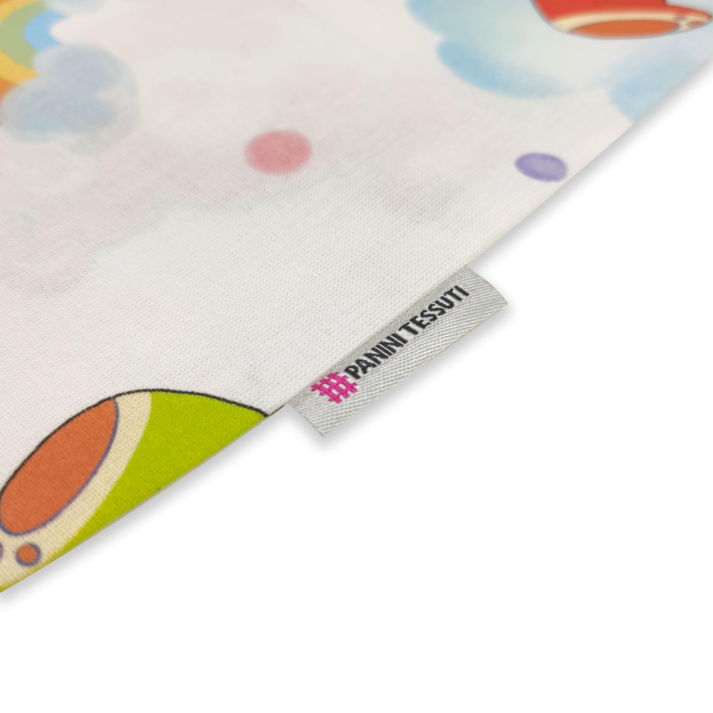 Panini Tessuti Sacchetto per cambio asilo nido 100% Cotone 34x44 cm Orsetto e Arcobaleni