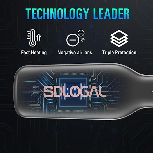 Miniatura 7 de SDLOGAL Cepillo alisador de pelo, cepillo alisador de pelo para mujer, con 5 temperaturas y calentamiento rápido, estilo de salón fácil y rápido,