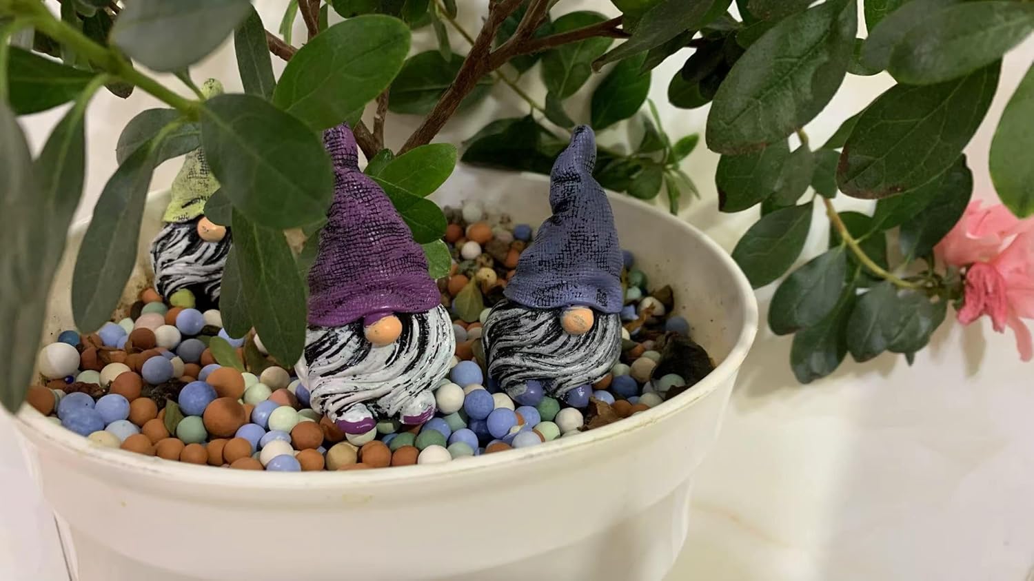 Mini Gnomes Figurines 5pcs,Gnomes Decorations for Home,Fairy Garden Accessories,Mini Garden Dwarfs for Plant pots,Resin Little Dwarfs for Fairy Yard