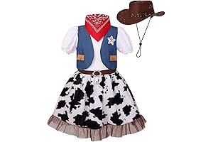 LMYOVE Girls Cowgirl Costume, Role-Play Party Dress for Kids