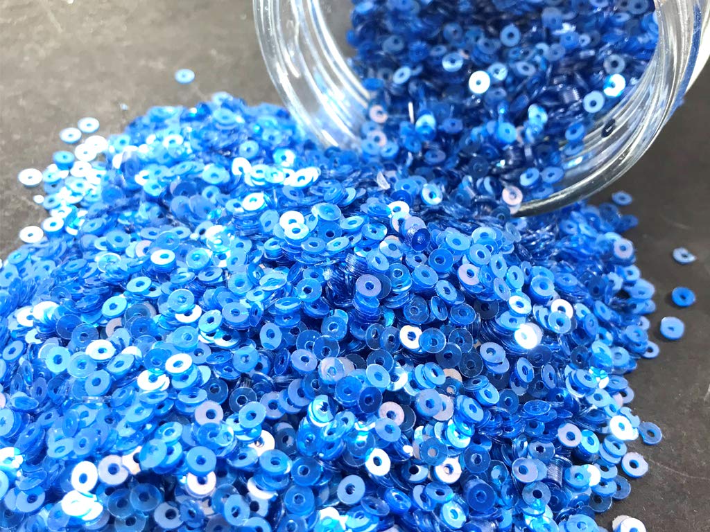 The Design Cart Light Blue Center Hole Circular Sequins (4 mm) (Pack of 100 Grams) for Embroidery, Art and Craft - Image