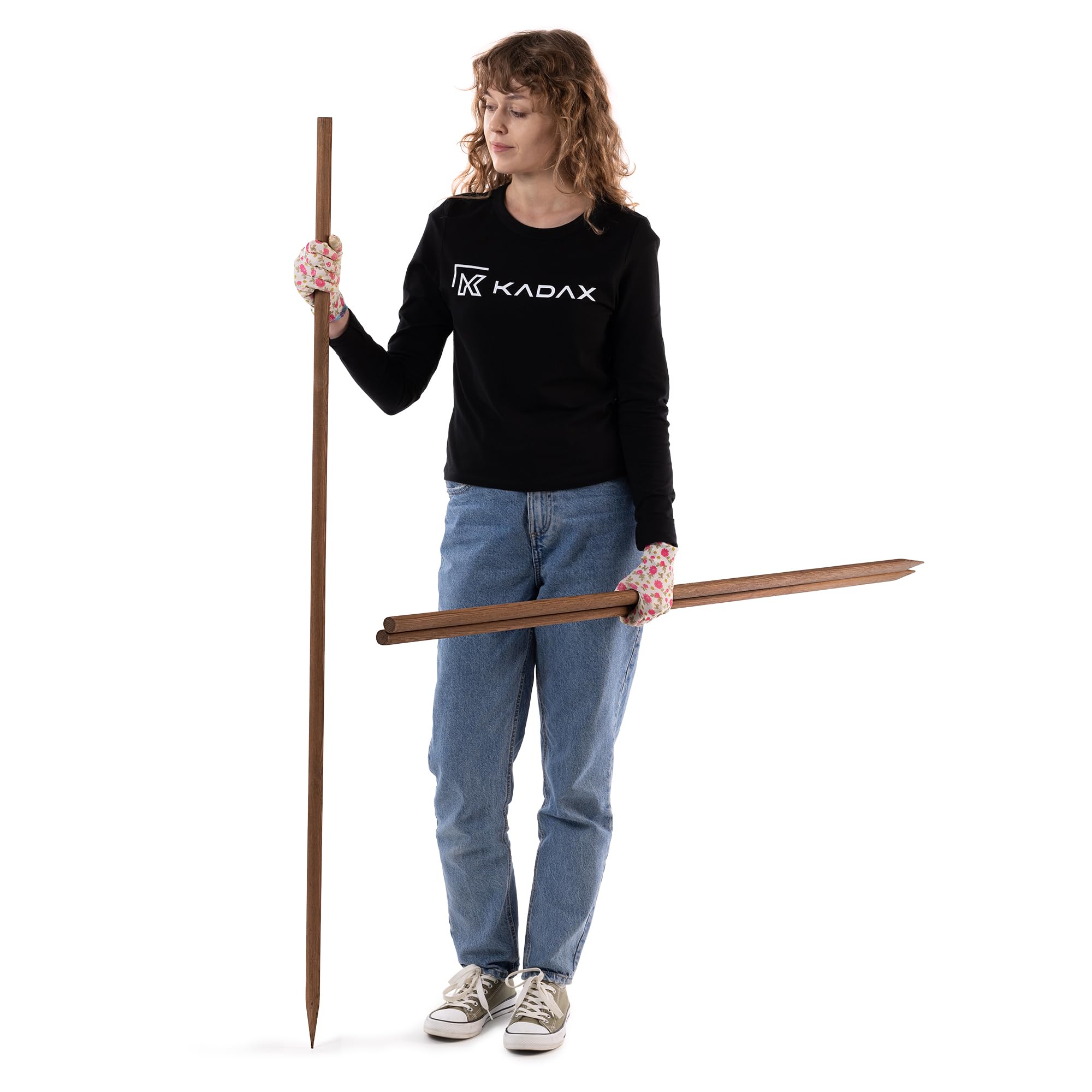KADAX Varillas de madera de 150 cm x 23 mm, juego de 20 varillas de madera impregnada, estacas de madera como ayuda para plantas, árboles, tomates y arbustos, varillas de tomate