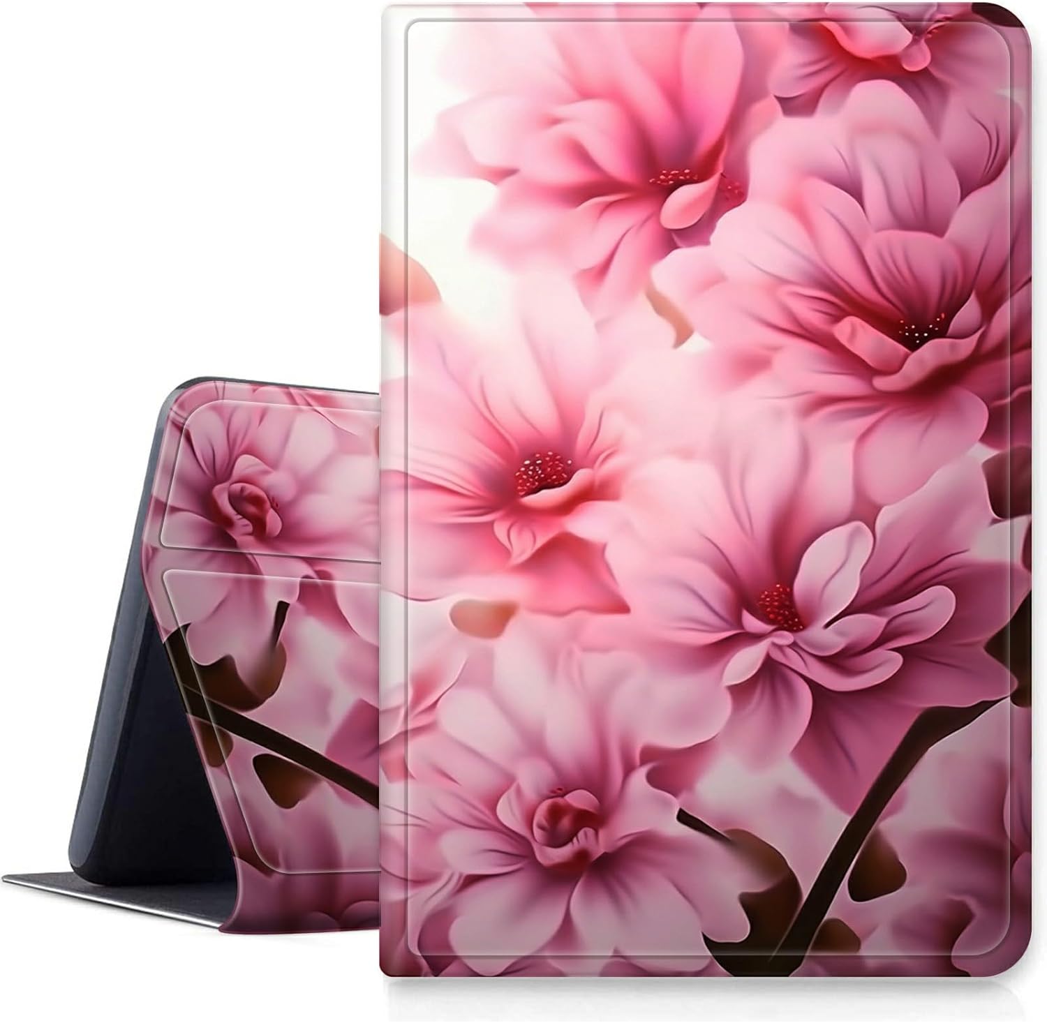 for iPad Air 13 Inch Case M2 2024,Slim PU Leather Fold Stand Protective Cover Case with Auto Sleep/Wake for iPad Air 13 Inch M2 2024,Pink Flowers