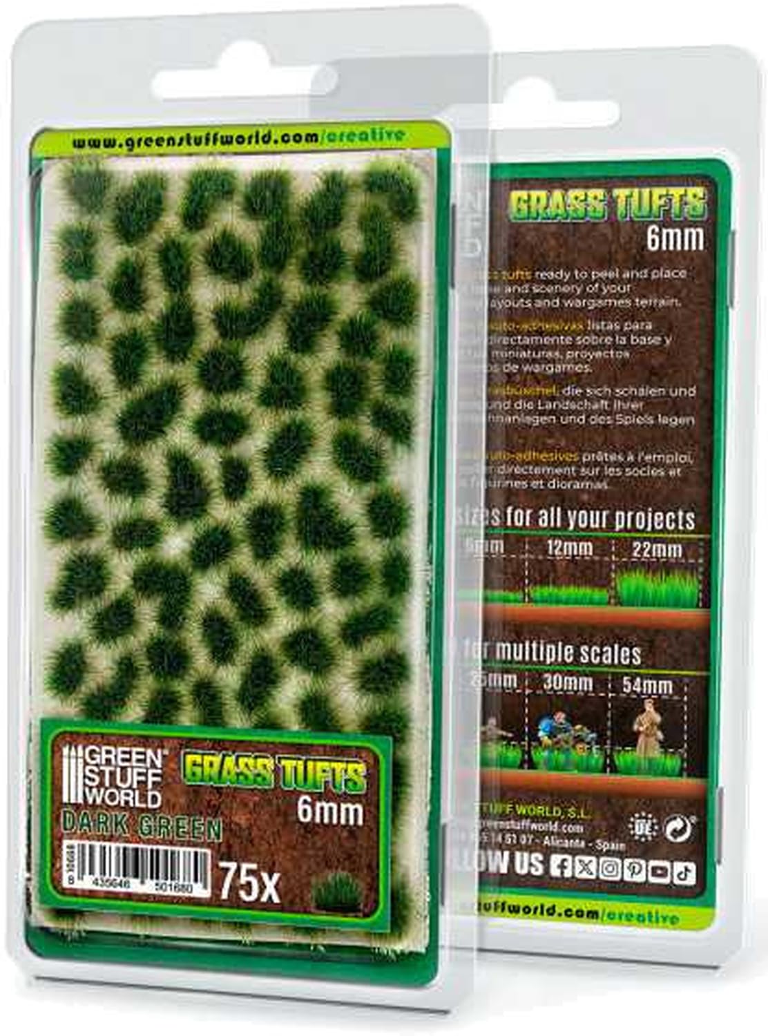 Green Stuff World Static Grass Tufts 6 mm - Dark Green - 10668
