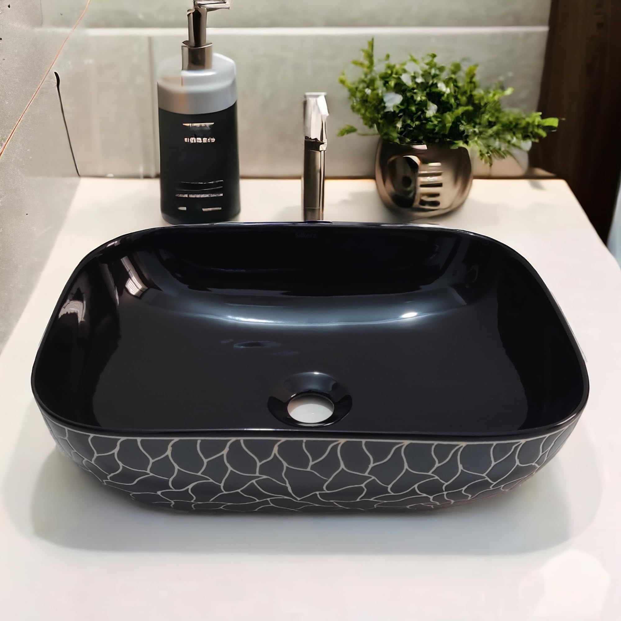 SilkeraCeramic Perimum Luxurious Wash Basin/Latest Ceramic Basin/Handwash Basin/Morden Bathroom Sink/Designer TableTop/Decorative/Stylish Washbasin for Living Room & Hotels 32.5x45x13cm (BLACK & BLUE) (B0DHNDMMNH) Amazon Price History, Amazon Price Tracker