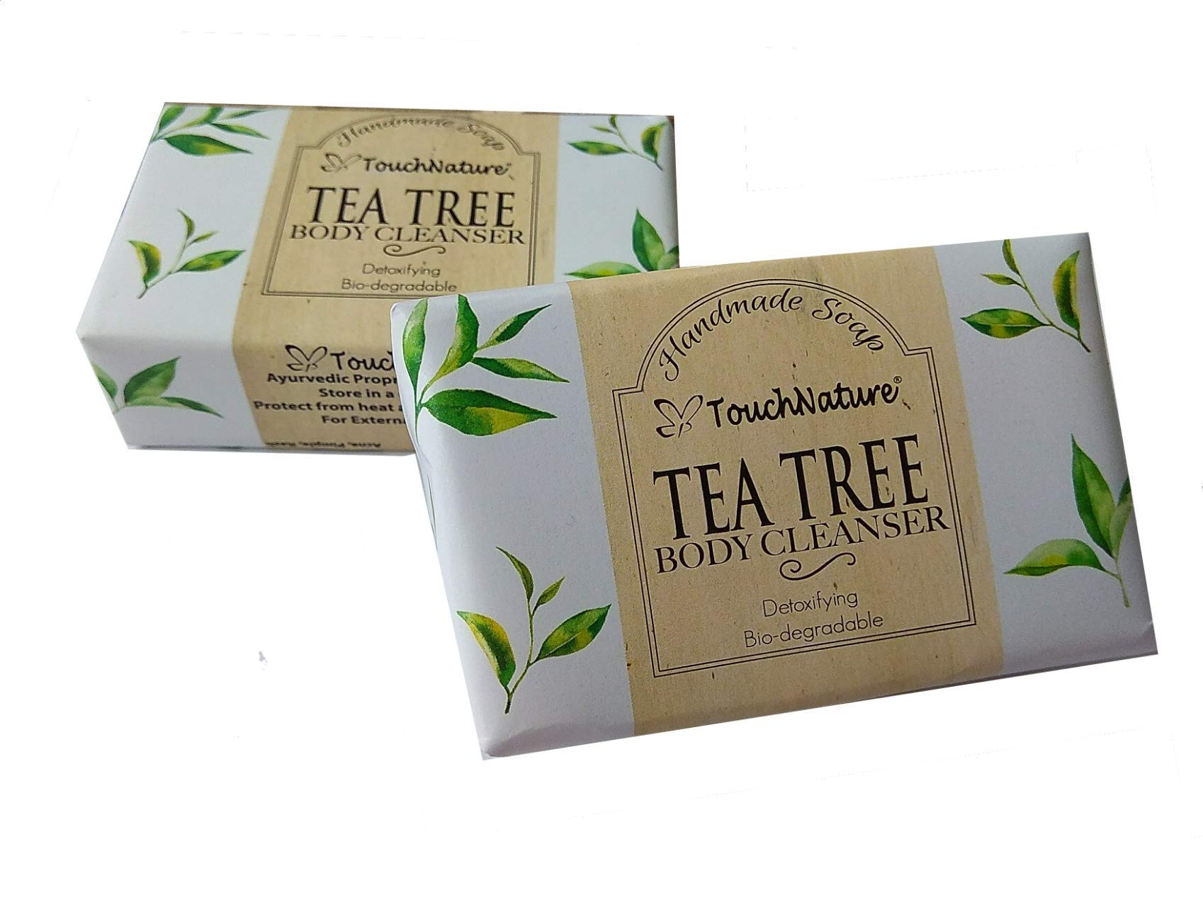 Touch Nature Tea Tree Handmade Soap with Henna. Free of Sulphates. Vegan. Cold Pressed. Gentle and Moisturizing. (2pc 100gm)