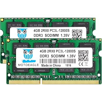 8GB Kit 2X 4GB DDR3L-1600 SODIMM PC3 PC3L 12800S 4GB 204-pin 2Rx8 DDR3 1600MHz Unbuffered Non-ECC 1.35V CL11 Dual Rank Notebook Memory
