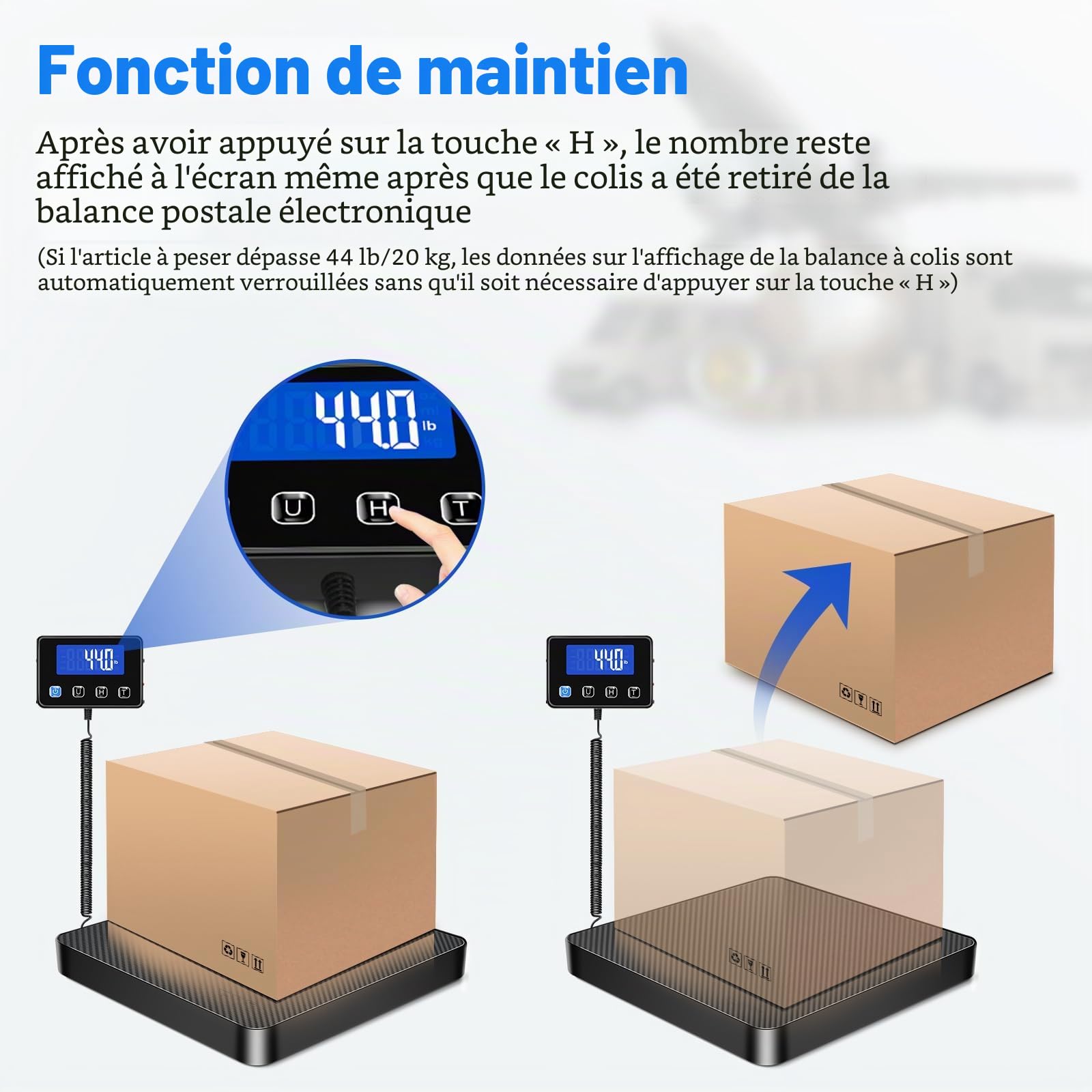 Balance Colis 200kg/10g Haute Précision Acier Inoxydable avec Fonction Hold Tara Écran LCD