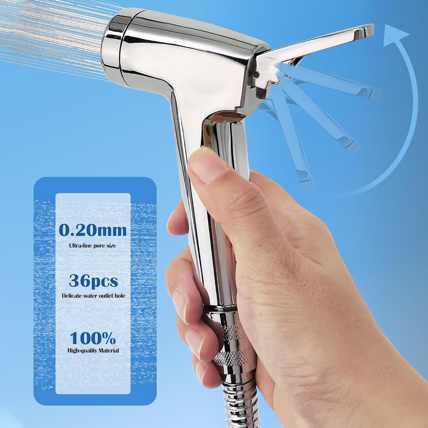 Ducha Camper, Extensible Ducha para Autocaravana, TOOSOAR Blanca Ducha para Camping con Manguera Metálica de 1.5 M, Exterior Botón Unico Ducha para Caravana
