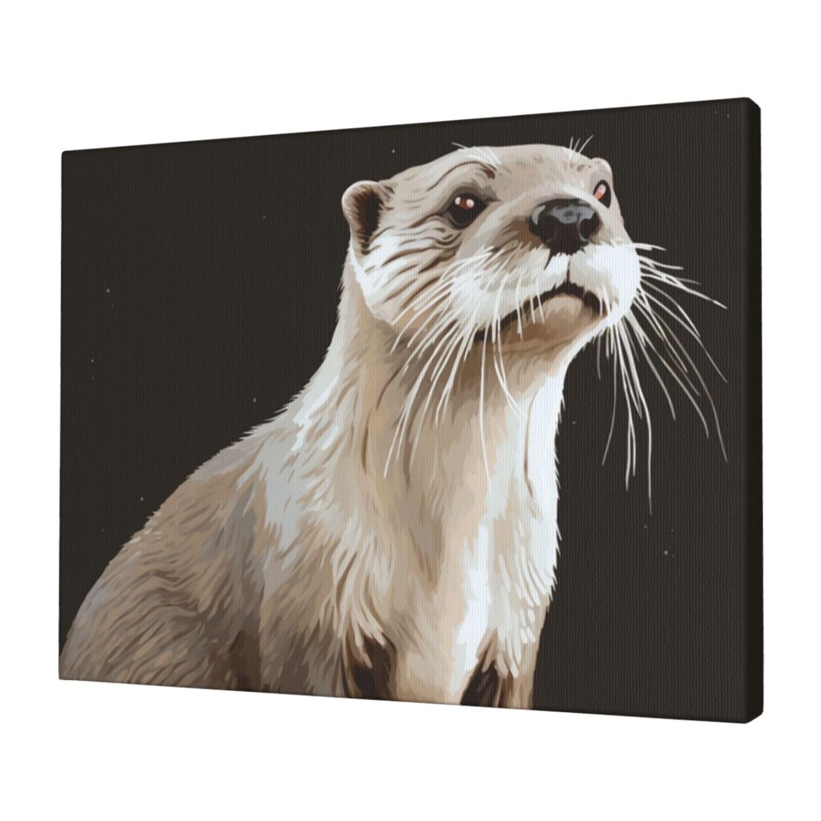 FodPand Canvas Wall Art for Living Room Wall Decor 12"x16" Modern Artwork Painting Pictures Hanging Canvas Prints Otter Aesthetic Wall Art for Bedroom Bathroom Office Wallart Decor