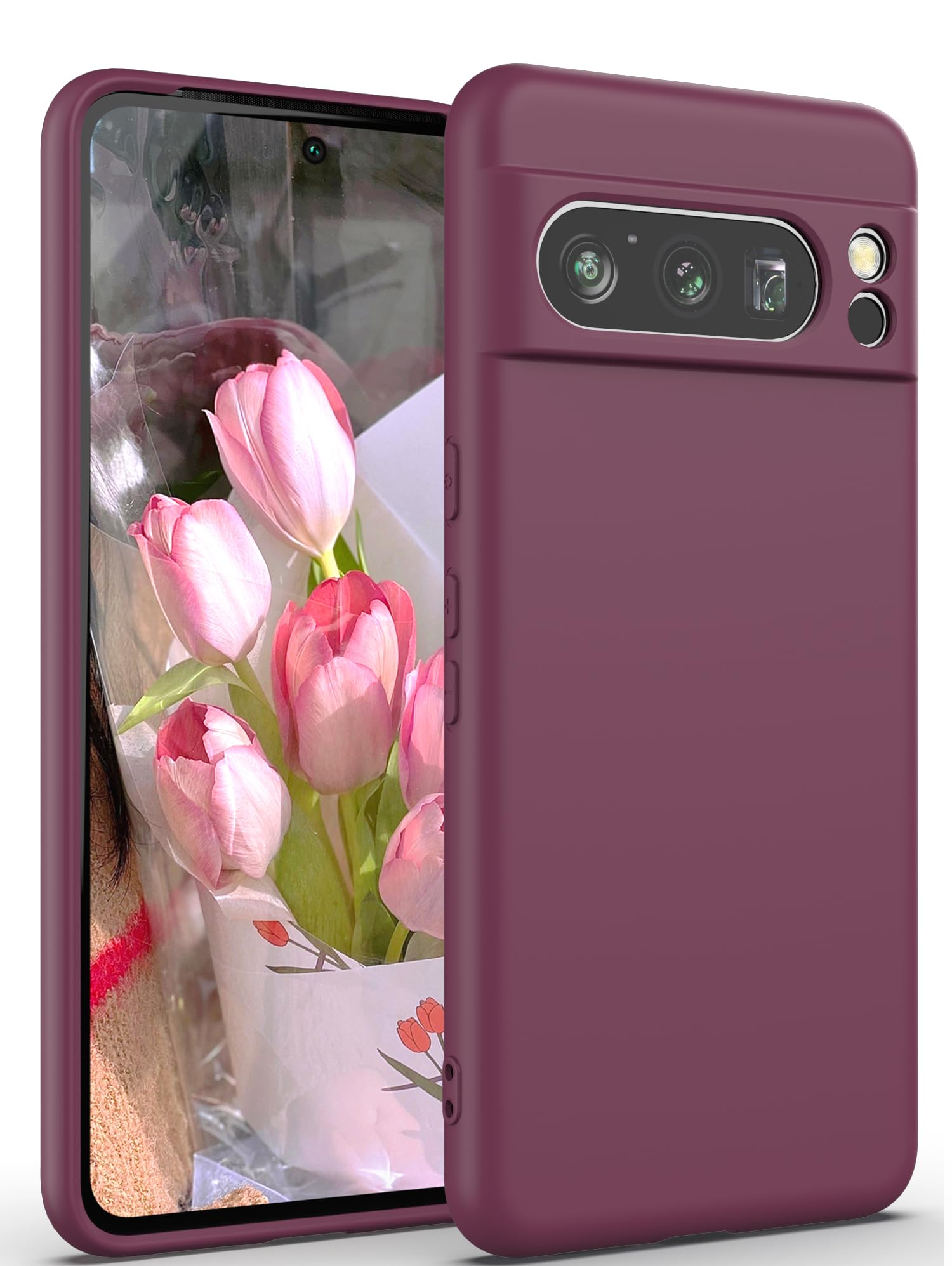 Yucenx for Google Pixle 8 Pro Case, Pixle 8 Pro Case, Camera Protection + Soft Anti-Scratch Microfiber Lining, Ultra Slim Liquid Silicone Protective Phone Case (Pixel 8 Pro, Cherries Red)