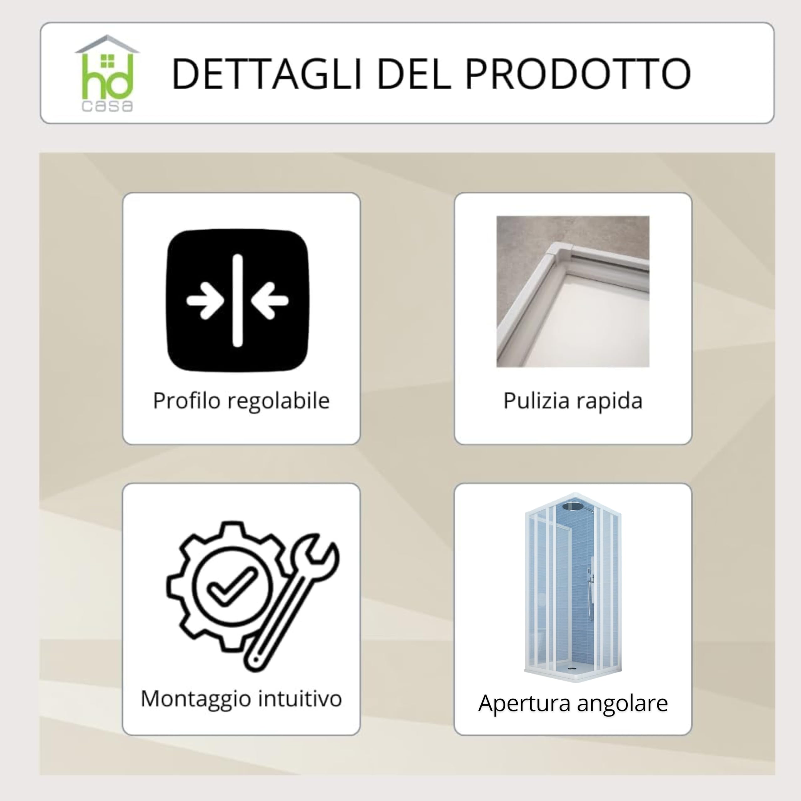 Box Doccia Trifoglio PVC 80x80x80cm Pannelli Acrilico Semitrasparente Effetto Goccia, 3 Lati con Ante Scorrevoli, Chiusura Magnetica Reversibile Installazione Facile