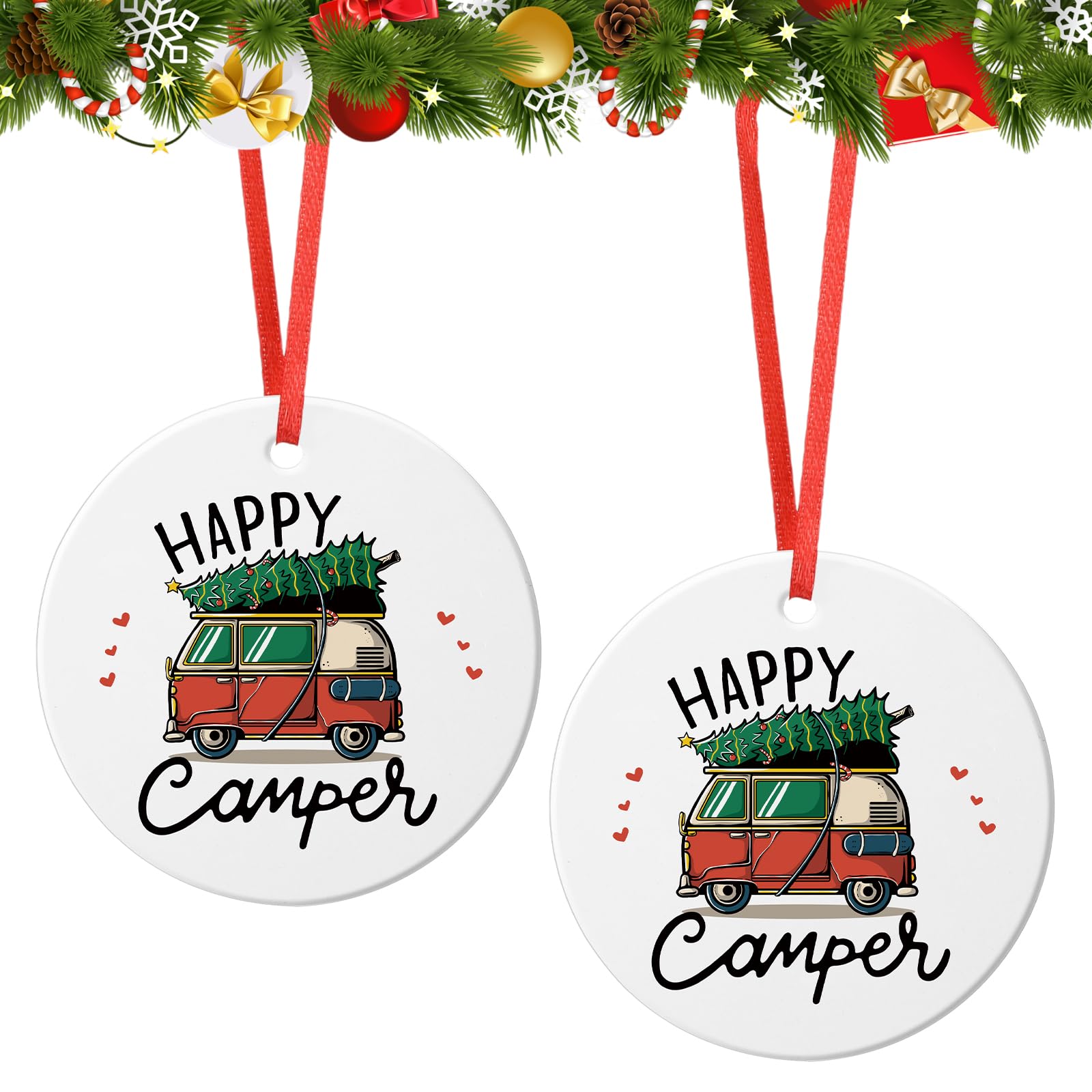ラウンド型オーナメント♡*゜17 Amazon.co.jp: Syhood Christmas ハッピーキャンパー