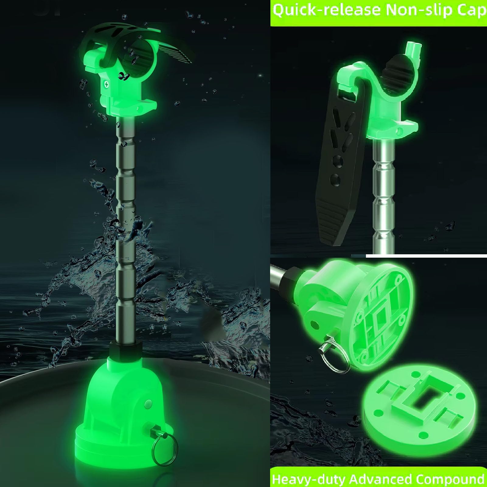 Generic Soporte Estabilizador de Motor Eléctrico para Pesca con Curricán, Soporte Luminoso Ajustable de 7 ángulos, Estabilizador de Varilla de Aluminio con Bloqueo Seguro, Ideal para Barco, Kayak y