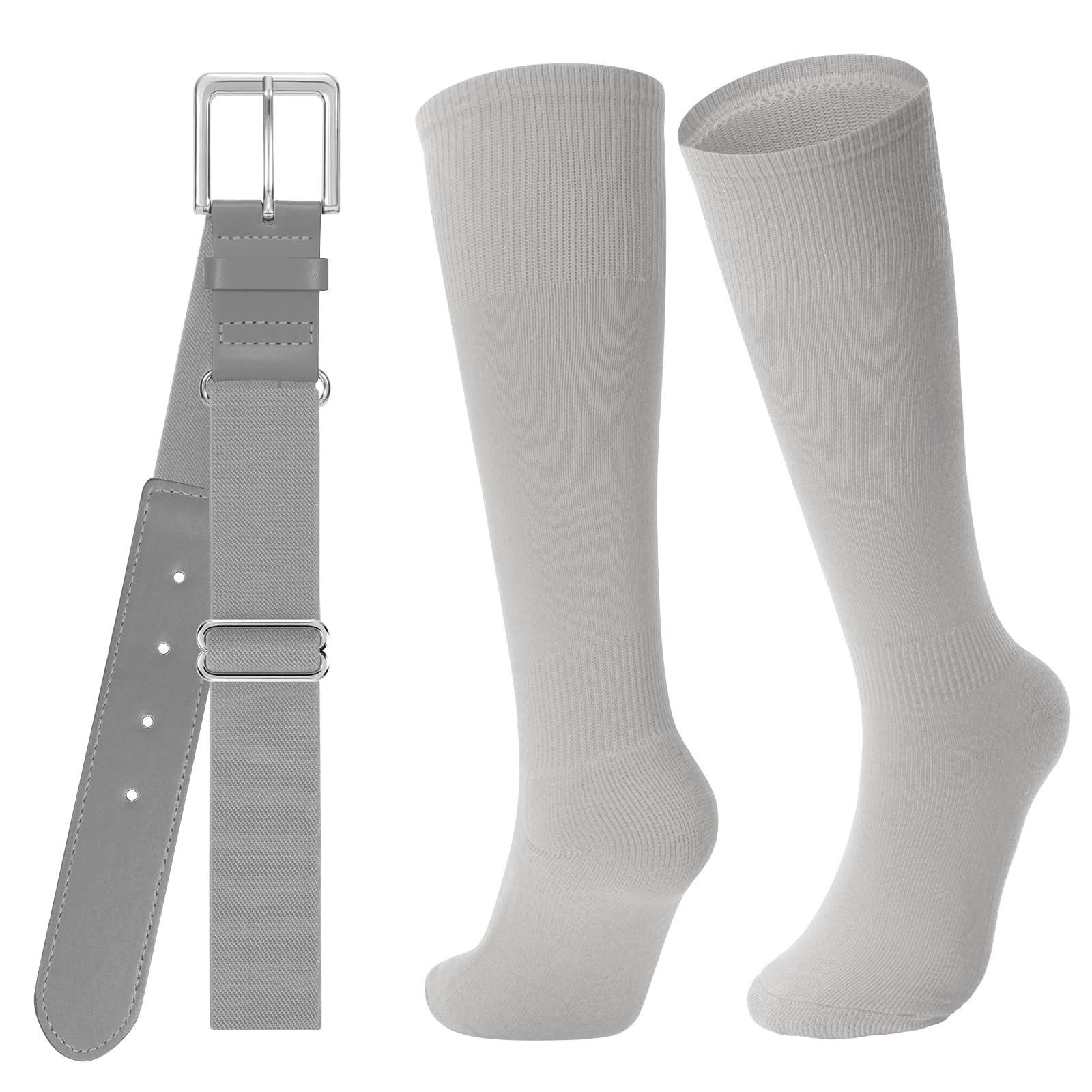 JASGOOD Baseball Socks and Belt for Youth Adult Softball Socks and Belt Combo Elastic Belt for Men