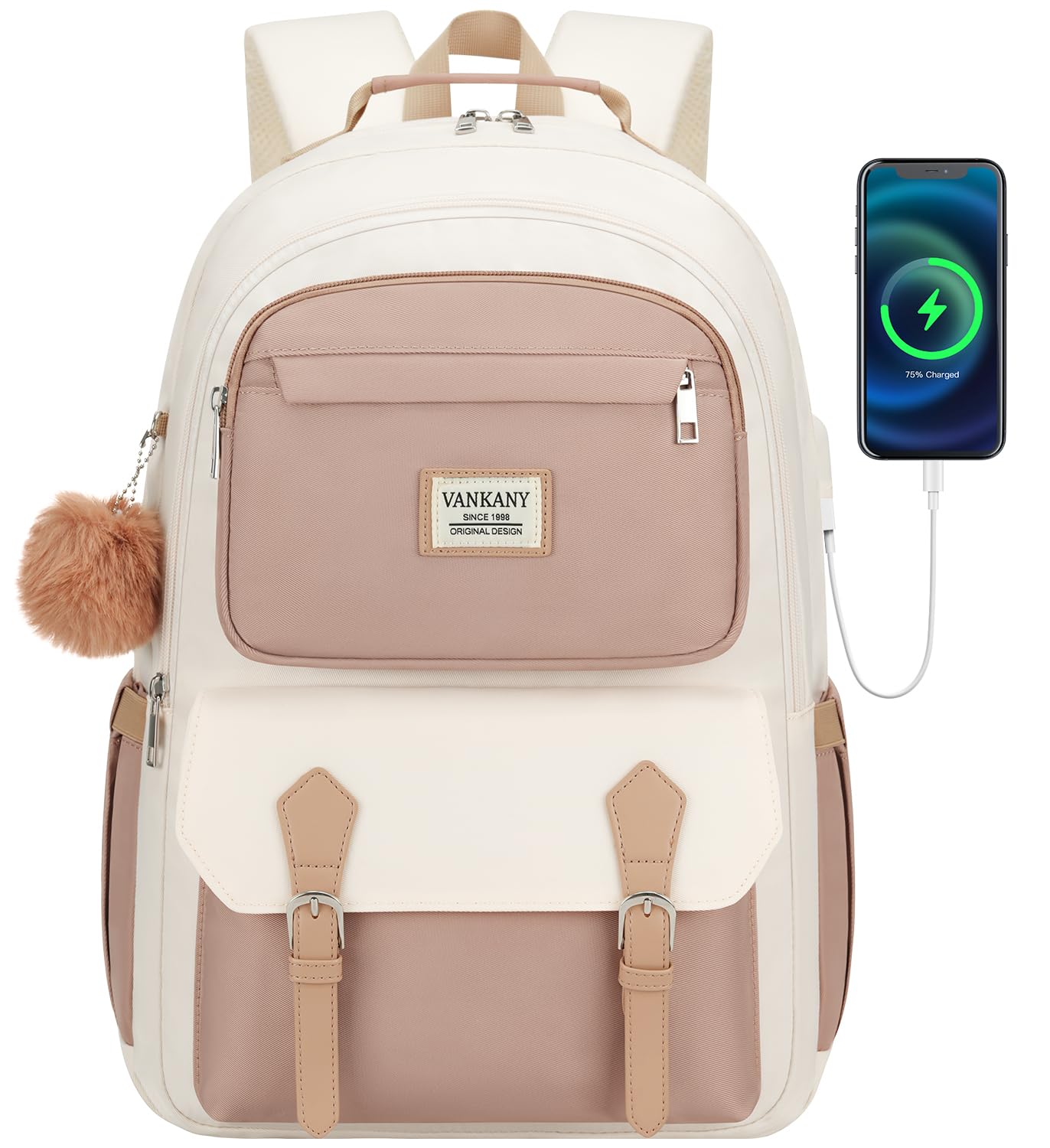 School Backpack for Teen Girls Aesthetic Schoolbag for Middle School High School Cute Laptop Bookbag for College Women