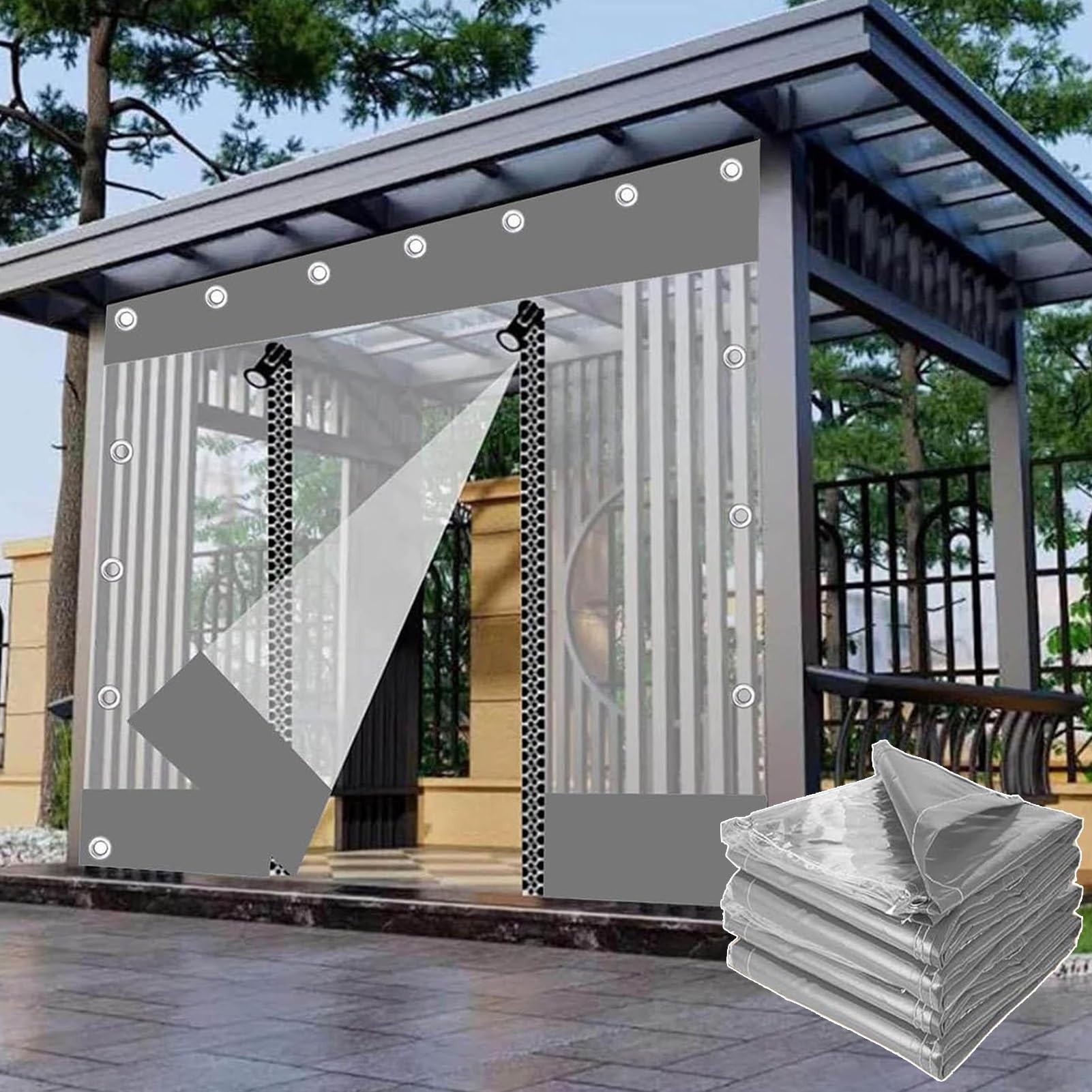 Rideaux de pergola transparents en PVC pour abriter votre havre de paix