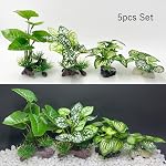 Fish Tank Decorations Aquarium Decor Ornaments Betta Silk Leaf Pad Hammock Artifical Rock Cave Goldfish Bwowl Accessories Driftwood (Mix-Leaf-Set-C)
