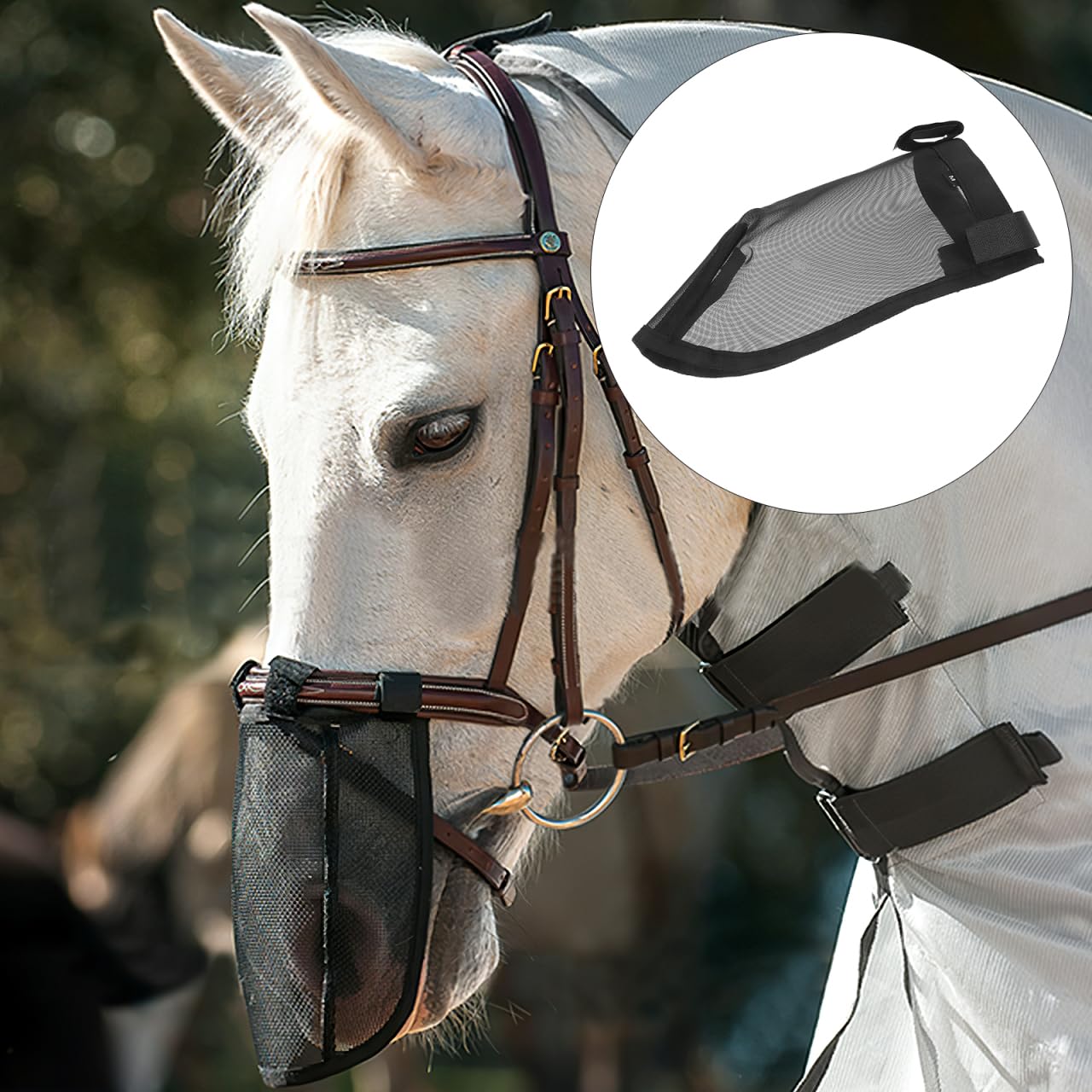 VICASKY Horse Nose Net, Breathable Horse Nose Shield Fly Mask Cover with Mesh Filter for Racehorse Training Trail Use Face Protection - Image 2