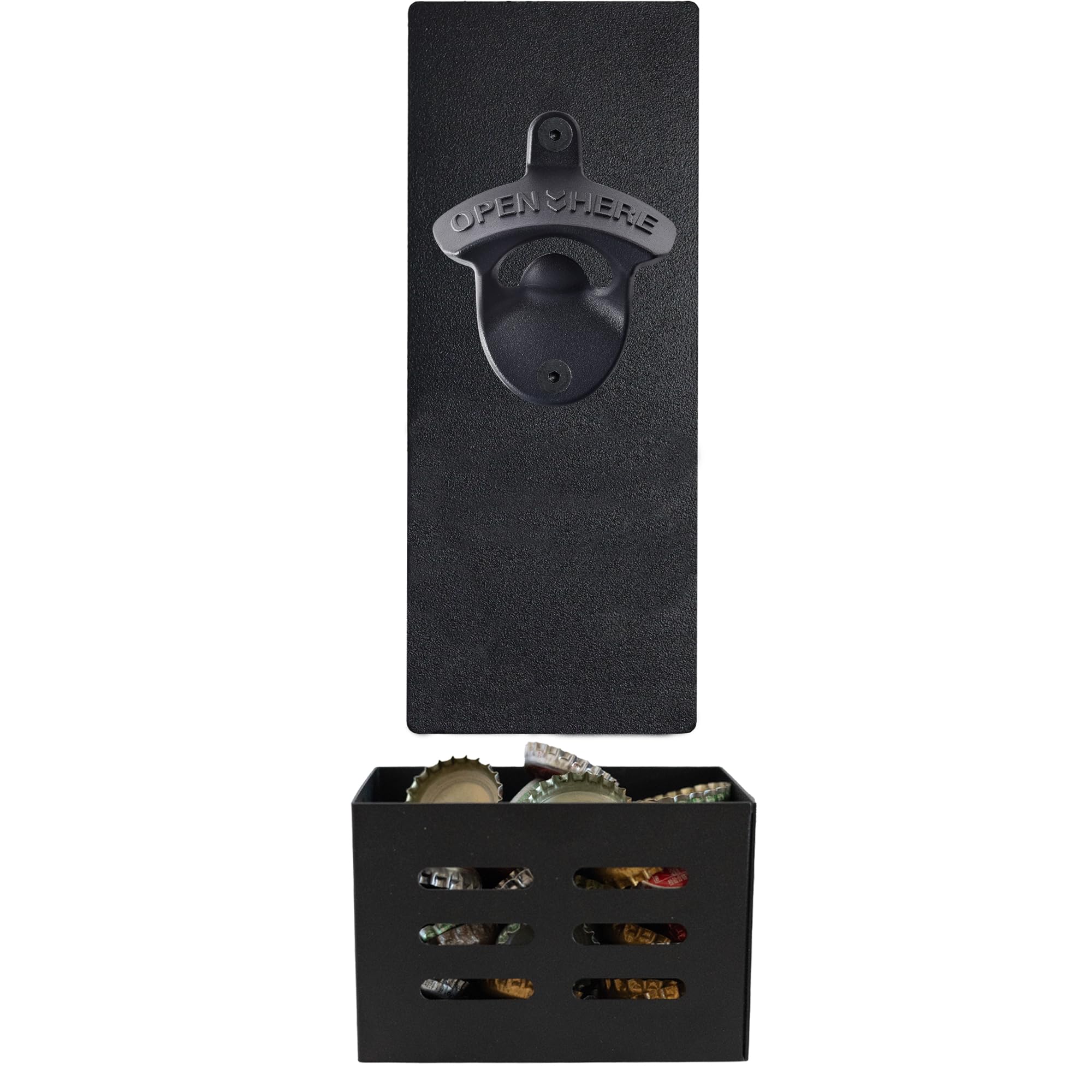 Abridor de botellas de cerveza de montaje en pared con imán de tapa para nevera, color negro, regalo para amantes de la cerveza