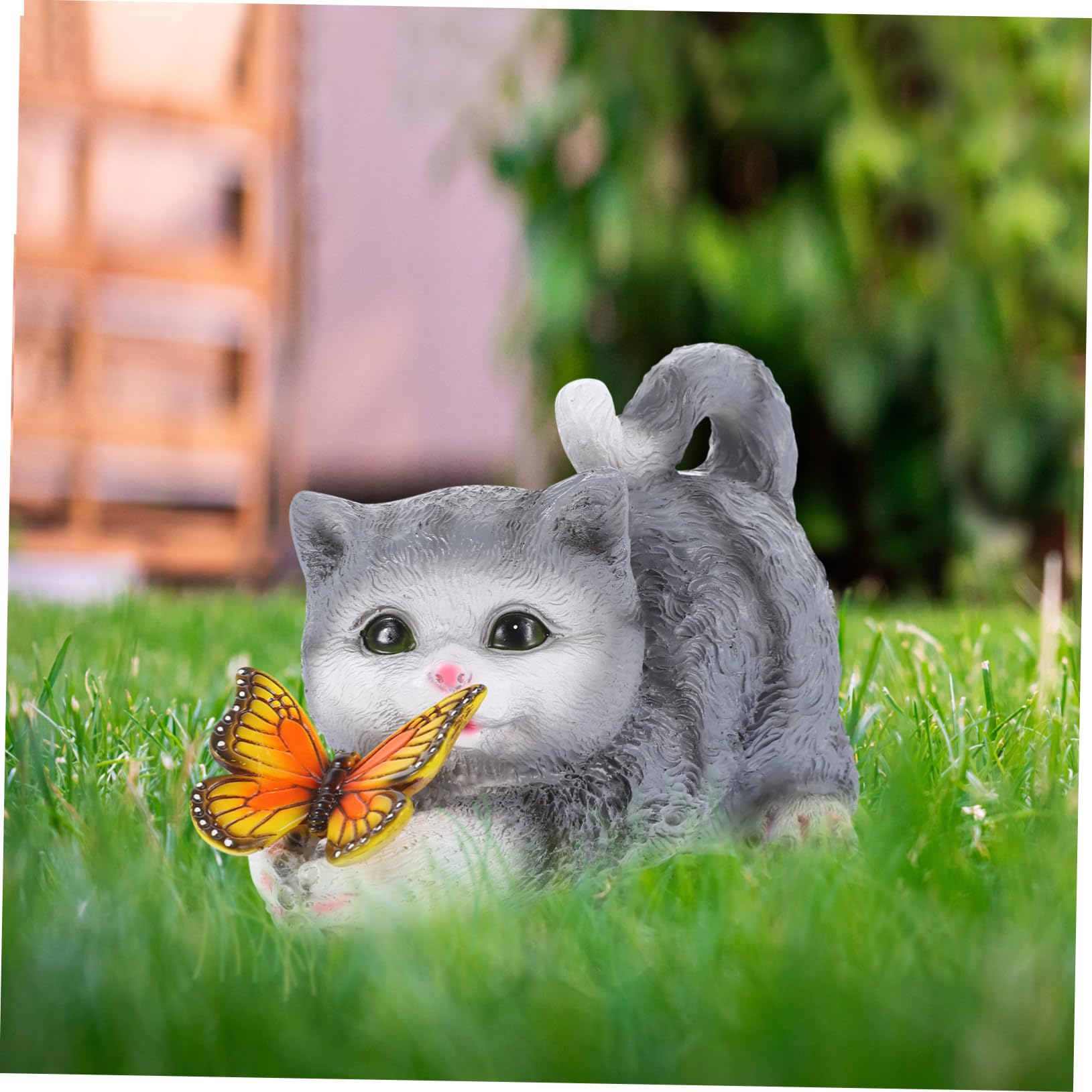 BESPORTBLE Solar Katzenstatue aus Kunstharz für Garten und Terrasse | Lebendige Tierfigur in Realistischer Form, Dekoratives Modell für Sammler, Passend bei Raumgestaltung