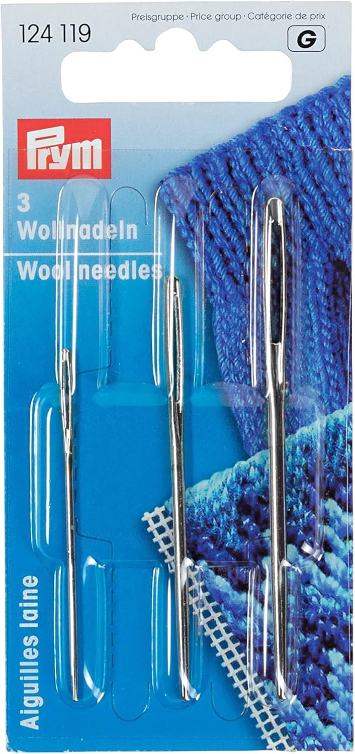 Prym 223800 Rundstricknadel Set Natural 4,0-10,0 mm & 124119 Woll-und Smyrna-Nadeln ohne Spitze, ST 1+3 Silber, 1 Stück