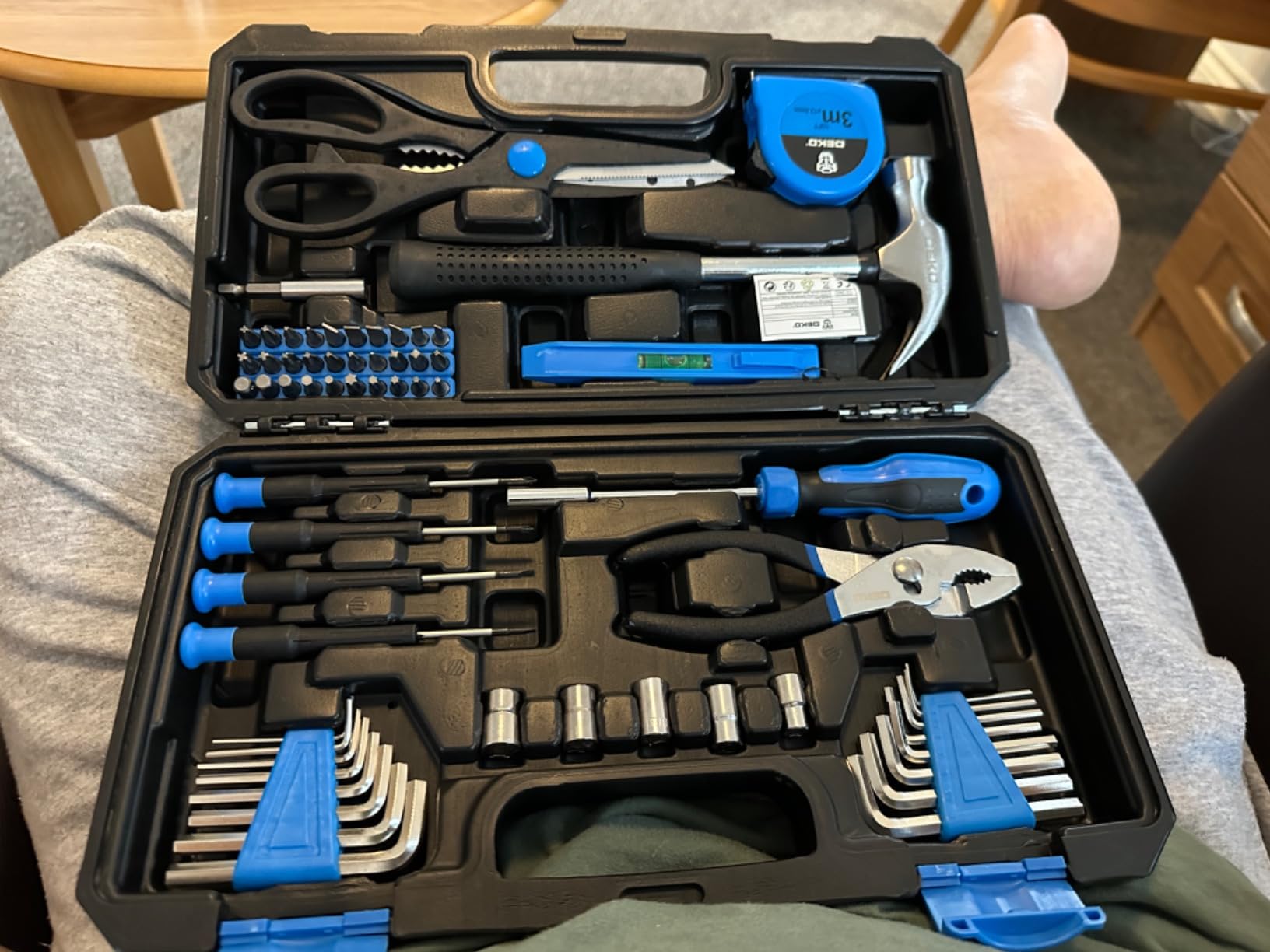 DEKO Tool Kit:Tool Set, Hand Tool Kit Box DIY for Men 62 Pieces, Home
