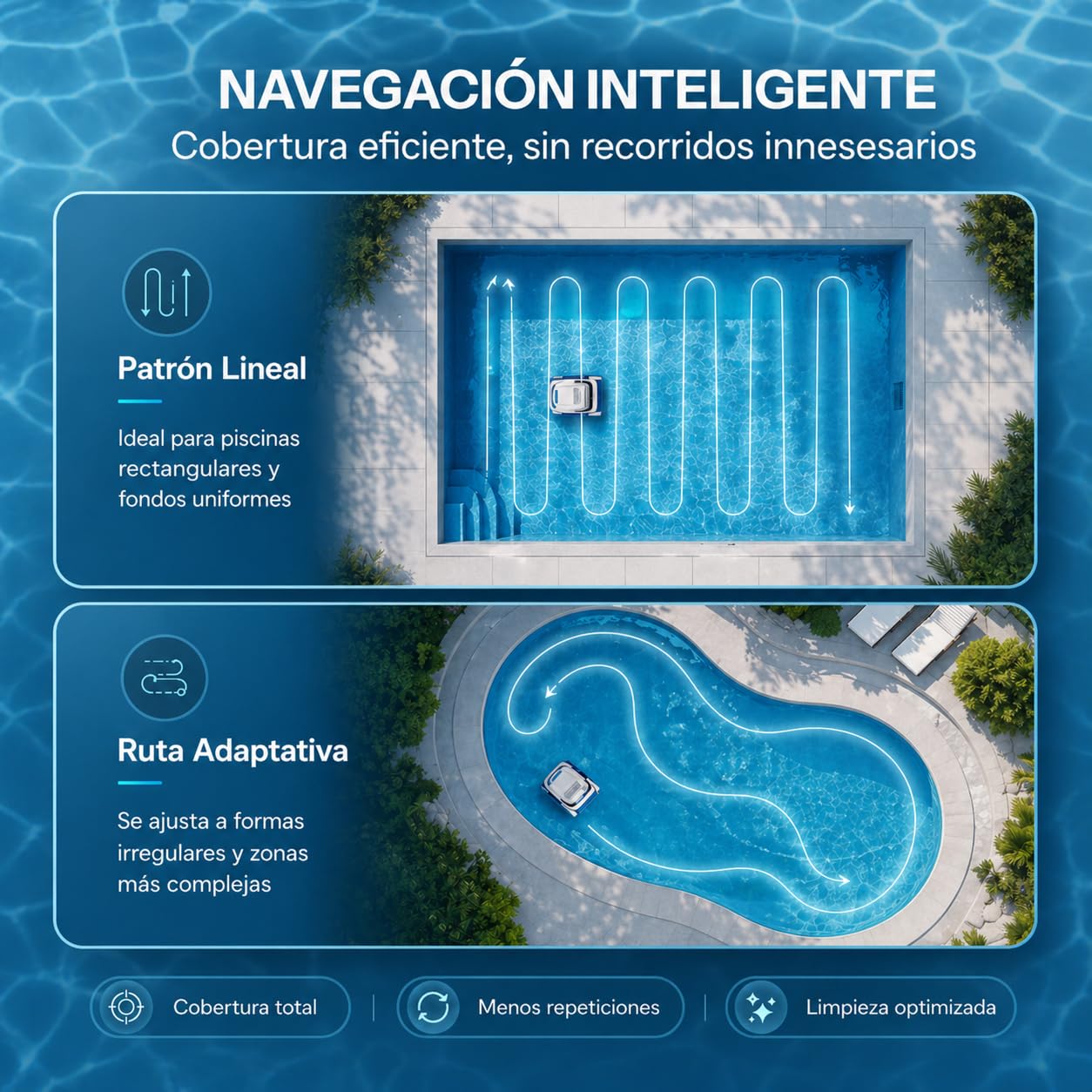 QD40 Robot limpiafondos Piscina sin Cable batería 120 min – Limpia Fondo, Paredes y línea de Agua, navegación Inteligente, Auto Parking, App Bluetooth, Filtro 4L Alta Capacidad
