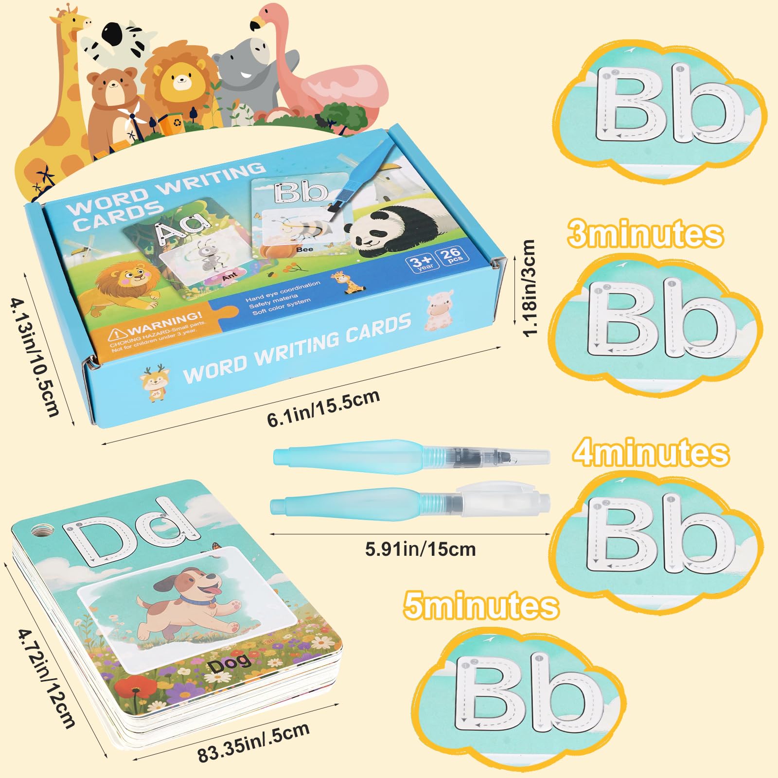Alphabet Wassermalbücher für Kleinkinder – Wassermalfarbe zum Ausmalen von ABC-Lernkarten, Wasserkunst-Buch ohne Chaos, Geschenk für Kinder von 3 4 5 Jahren, Spielzeug