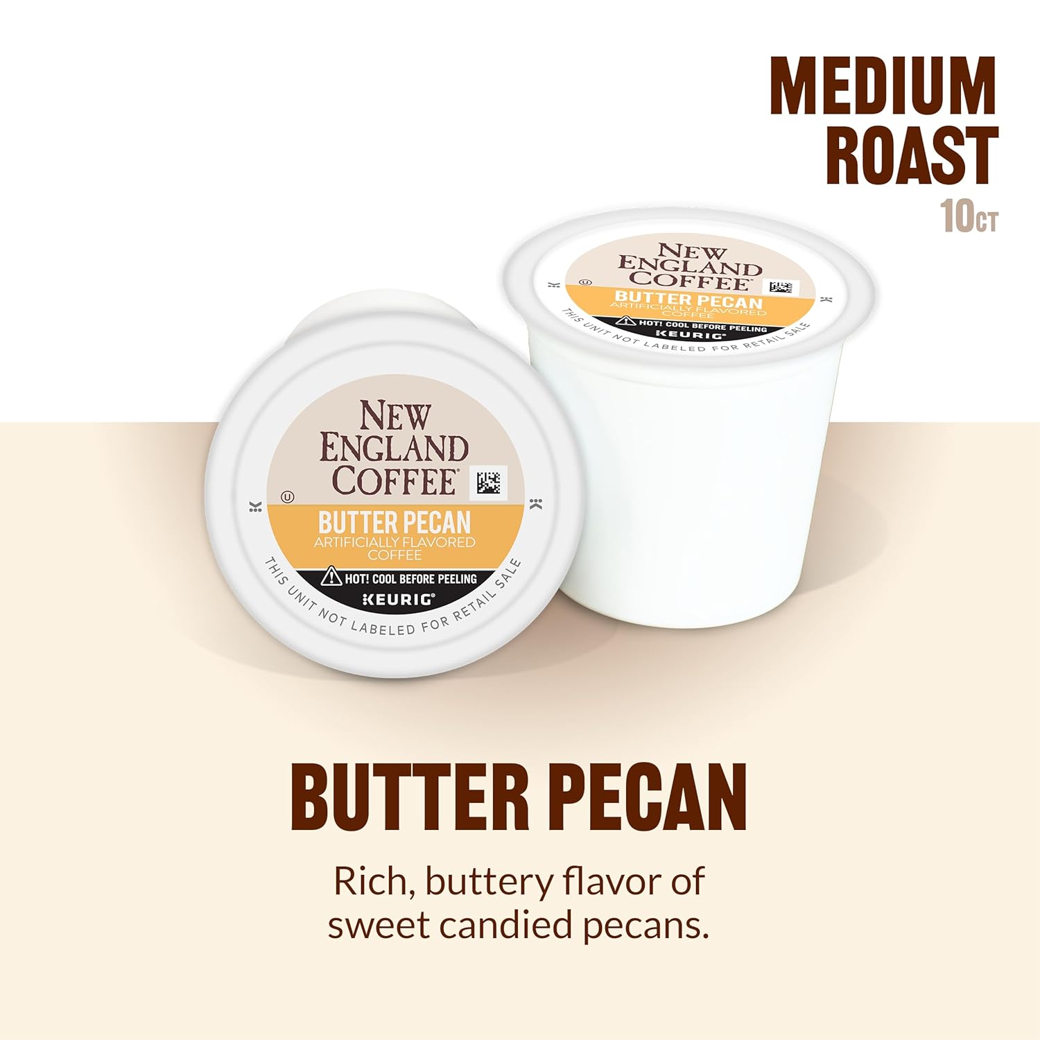 New England Coffee Single Serve Pods, Butter Pecan Medium Roast 10 Count (Pack of 6)