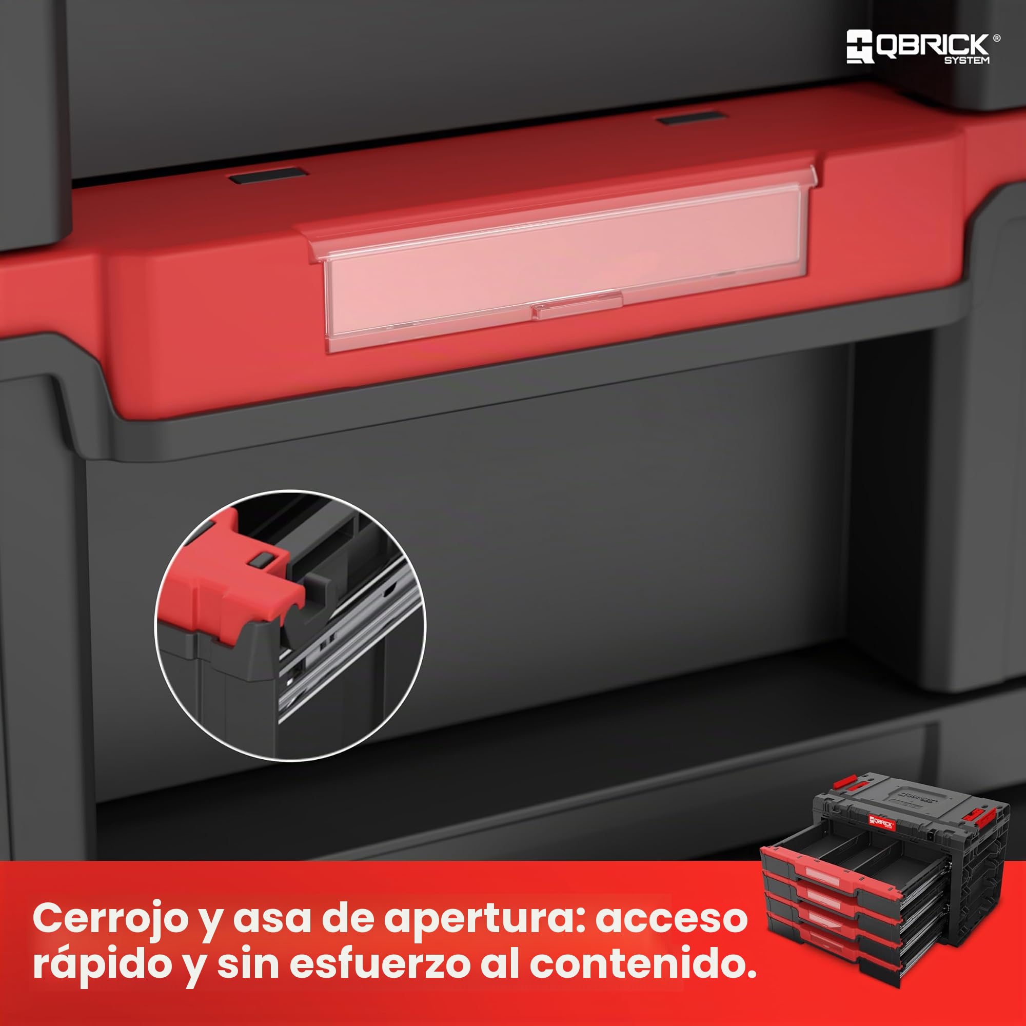 Qbrick System Caja de Herramientas Vacía - 4 Compartimentos - Maletin Herramientas - 542 x 335 x 369 mm Negro
