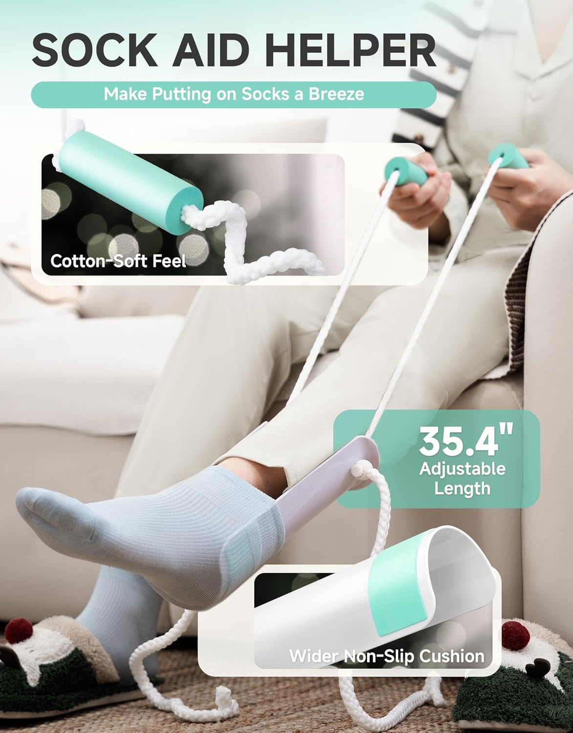 INMAKER 5PCS Hip Kit, Hip Kit for Seniors Total Replacement Prime After Surgery, with 32in Roeating Reacher Grabber, 4 in 1 Multifunction Handle Shoehorn, Leg Lifter, Sock Aid, Shower Brush