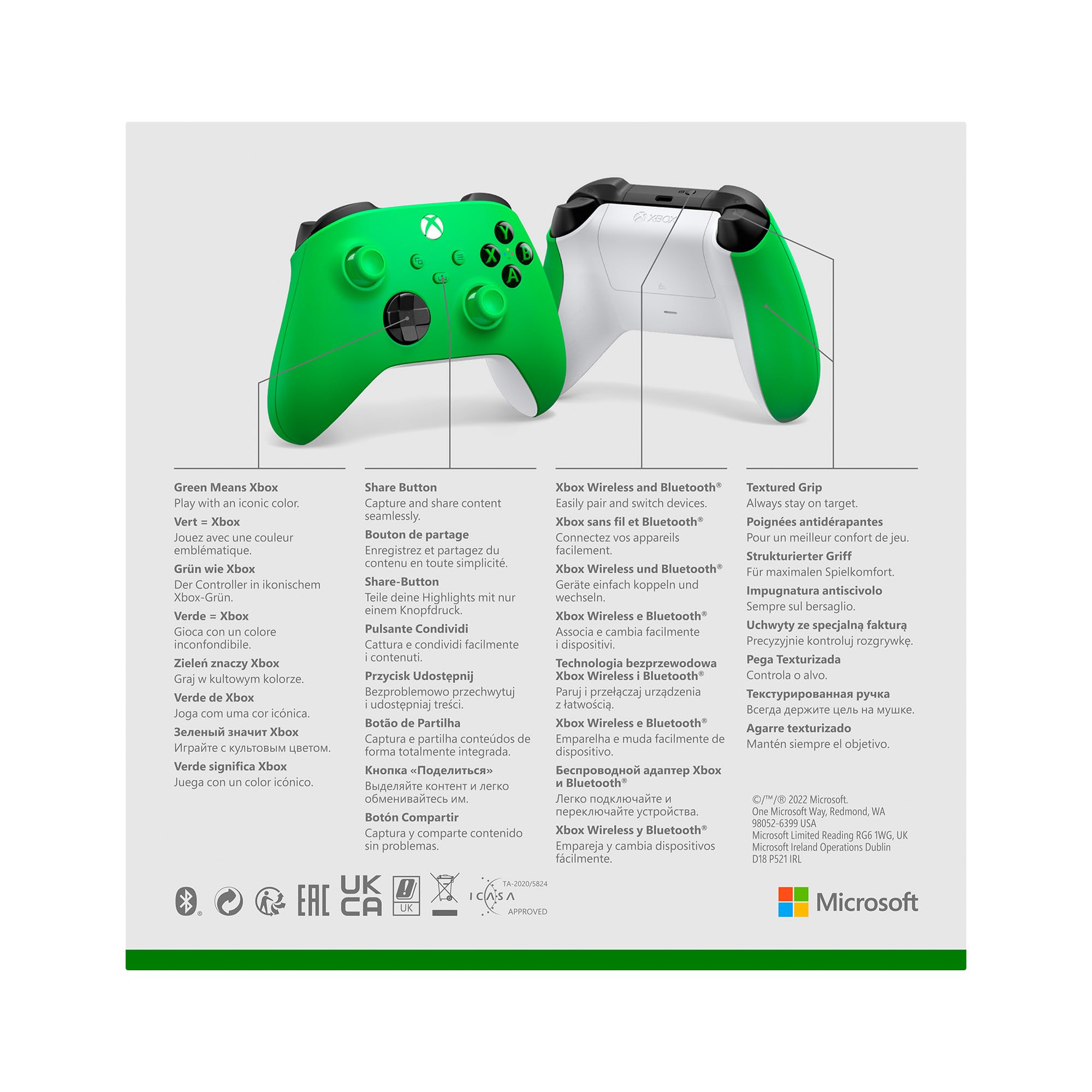 Xbox Wireless Controller Green Series X/S/One, Windows 10/11, iOS y Android